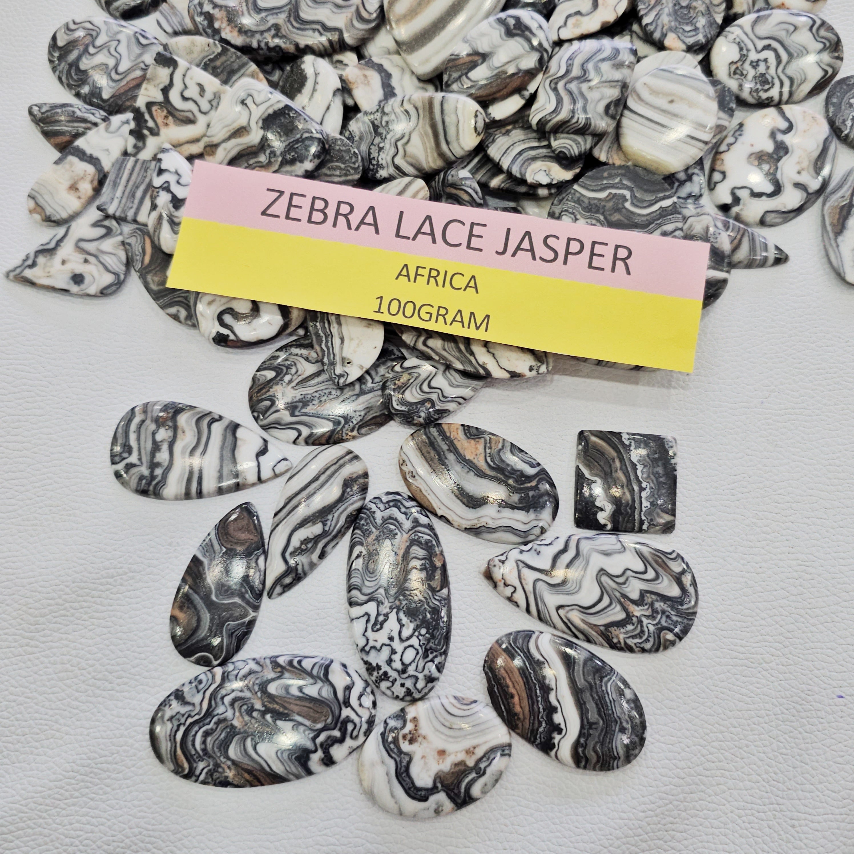 100 Grams Natural Zebra Lace Jasper Gemstones | 20–50mm | 12–15 Pcs | Mixed Shapes - The LabradoriteKing