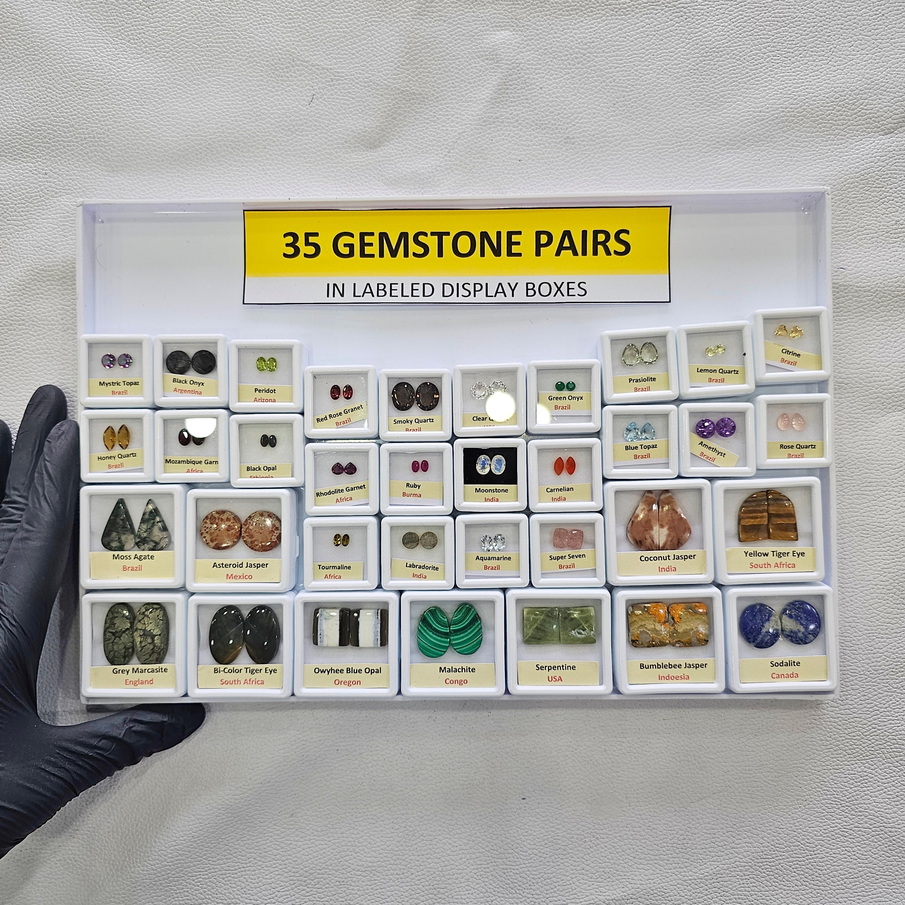 35 Box of Pair Gemstone | Labeled Boxes | Natural Earth-Mined Gemstones - The LabradoriteKing