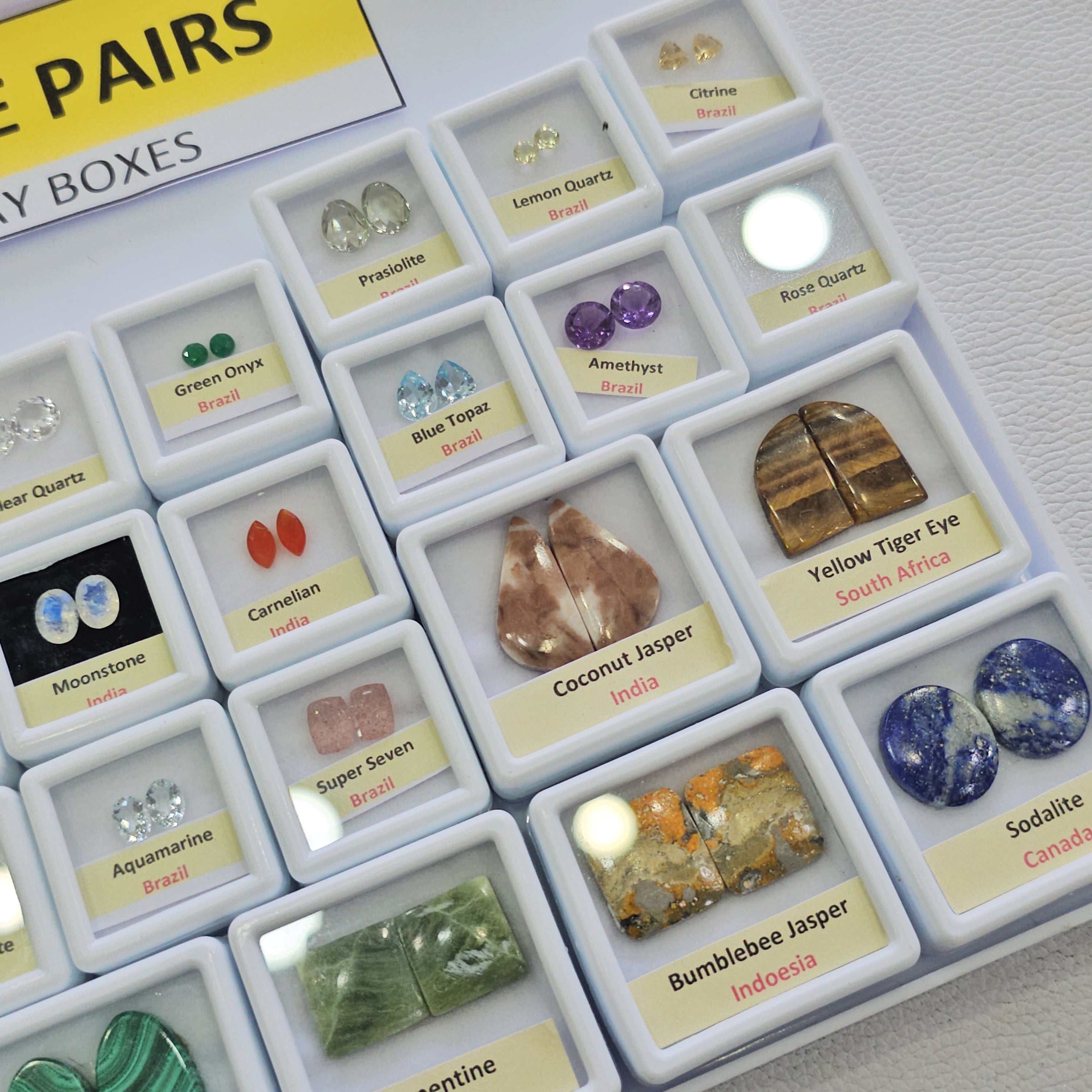 35 Box of Pair Gemstone | Labeled Boxes | Natural Earth-Mined Gemstones - The LabradoriteKing