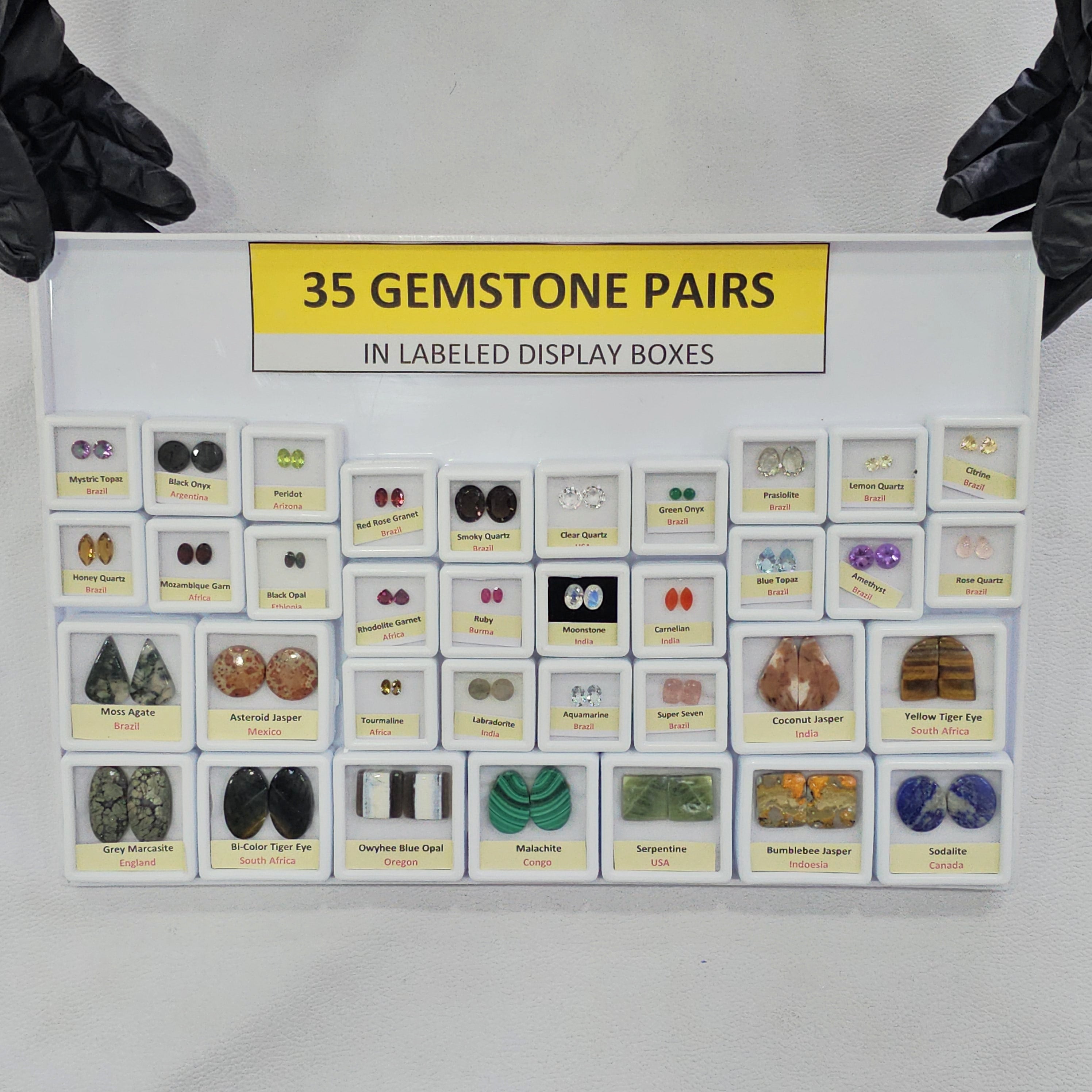 35 Box of Pair Gemstone | Labeled Boxes | Natural Earth-Mined Gemstones - The LabradoriteKing