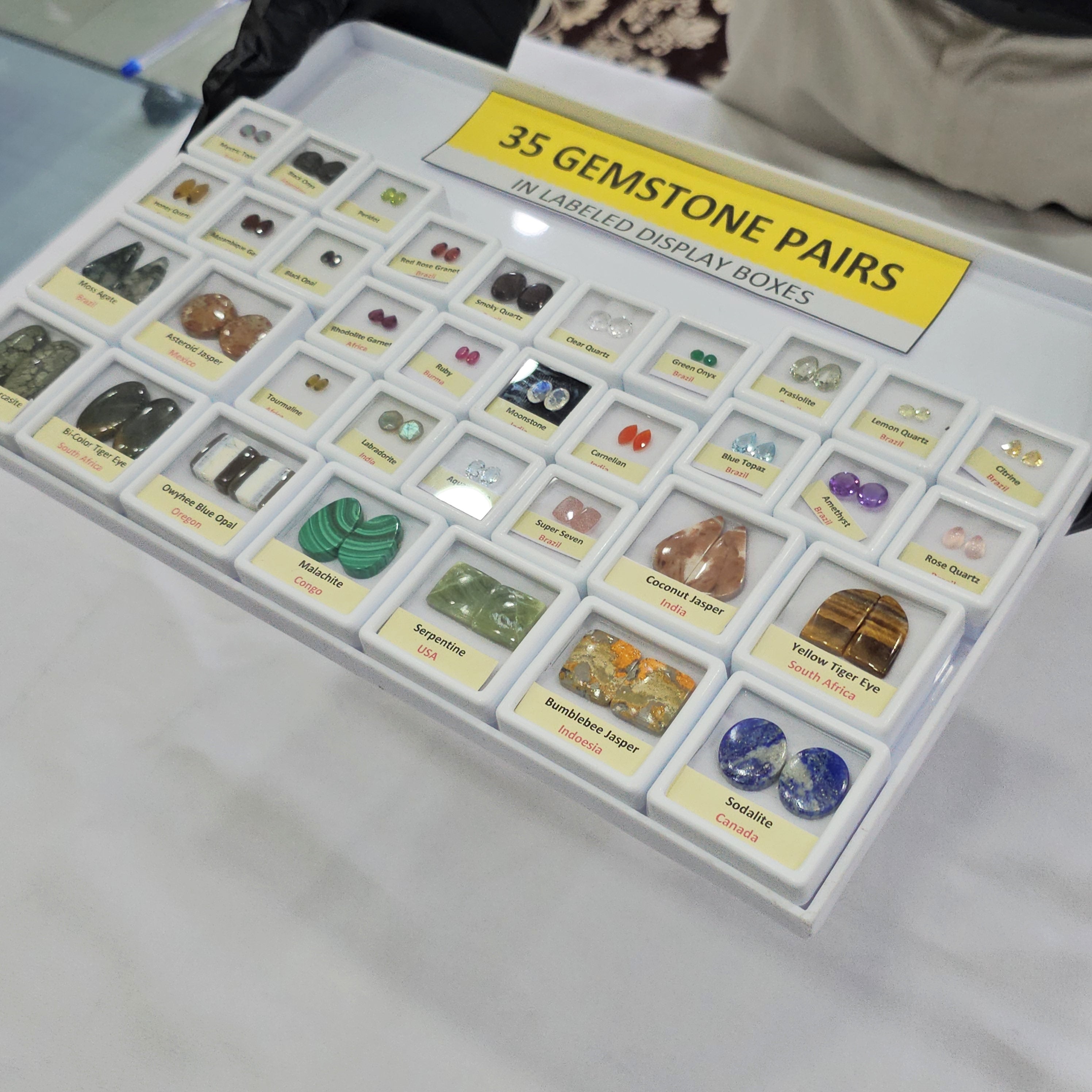35 Box of Pair Gemstone | Labeled Boxes | Natural Earth-Mined Gemstones - The LabradoriteKing