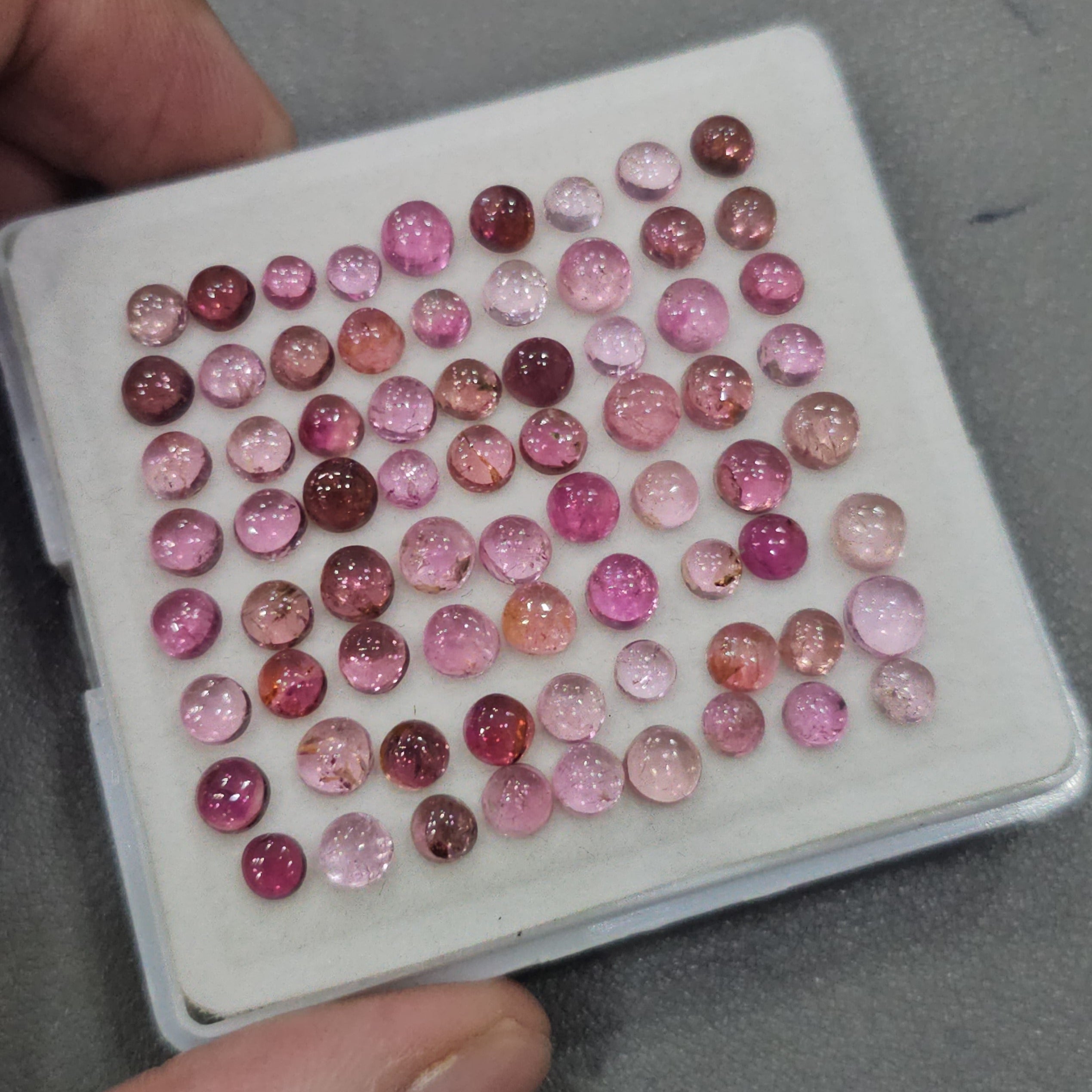 72 Pcs Natural Multi Tourmaline Cabochon | Mix | Size: 4-5mm - The LabradoriteKing