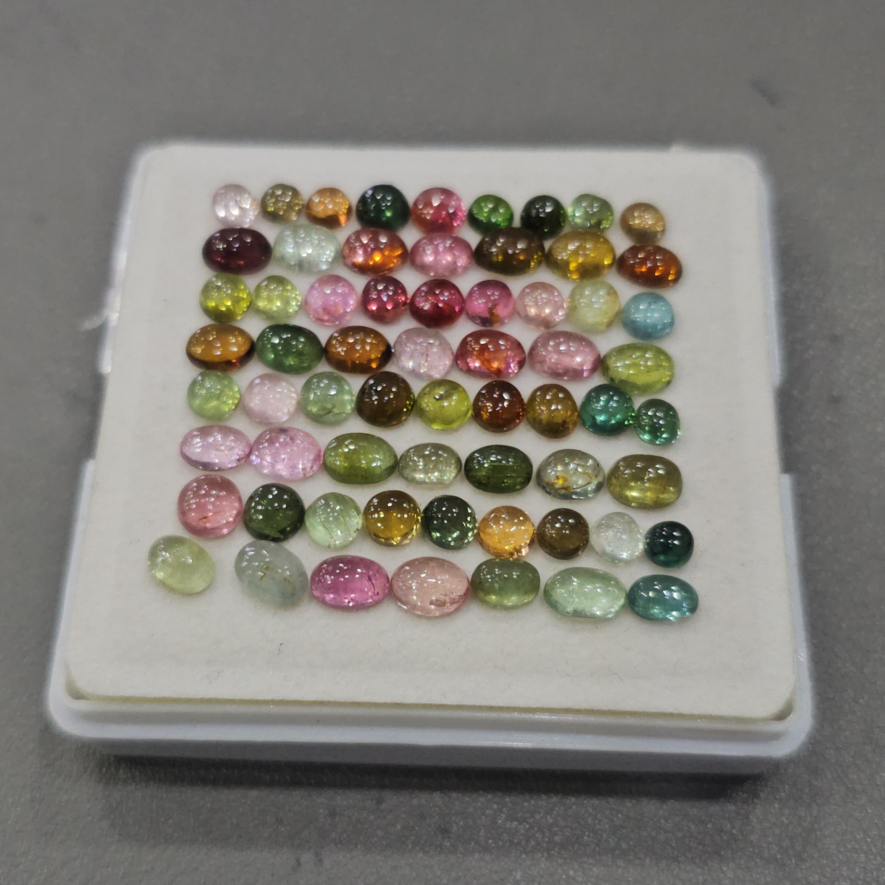 64 Pcs Natural Multi Tourmaline Cabochon | Mix | Size: 4-7mm - The LabradoriteKing