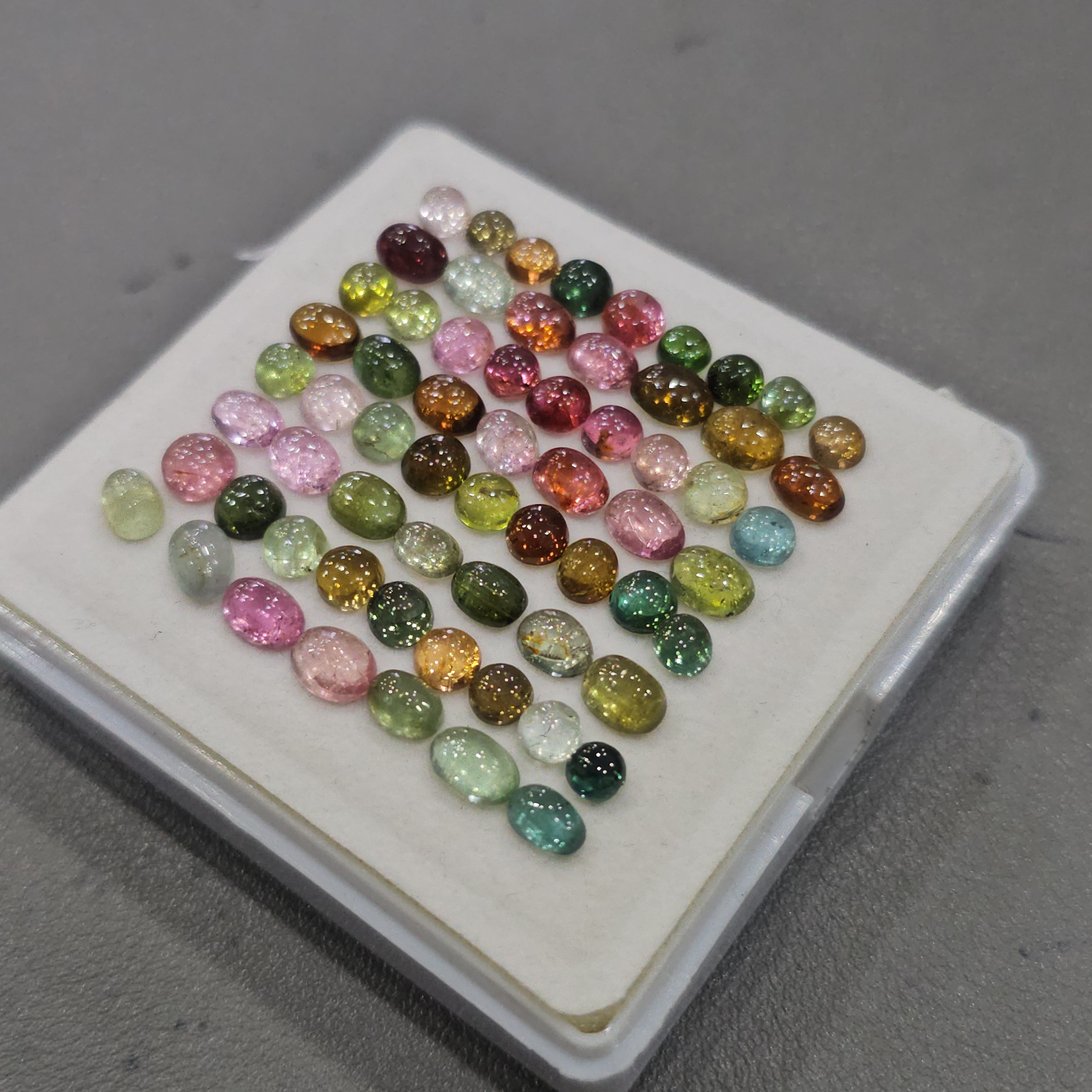 64 Pcs Natural Multi Tourmaline Cabochon | Mix | Size: 4-7mm - The LabradoriteKing