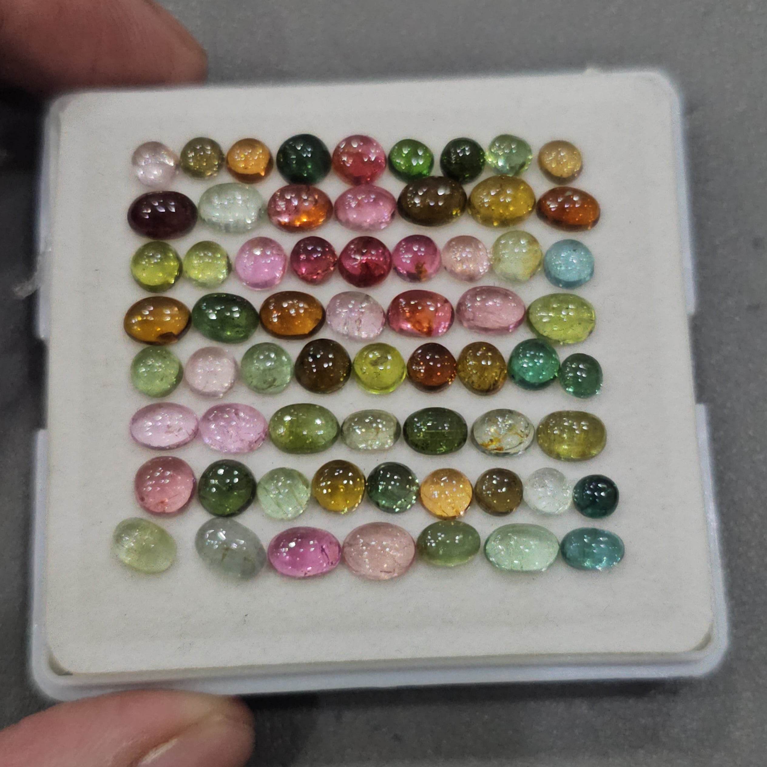 64 Pcs Natural Multi Tourmaline Cabochon | Mix | Size: 4-7mm - The LabradoriteKing