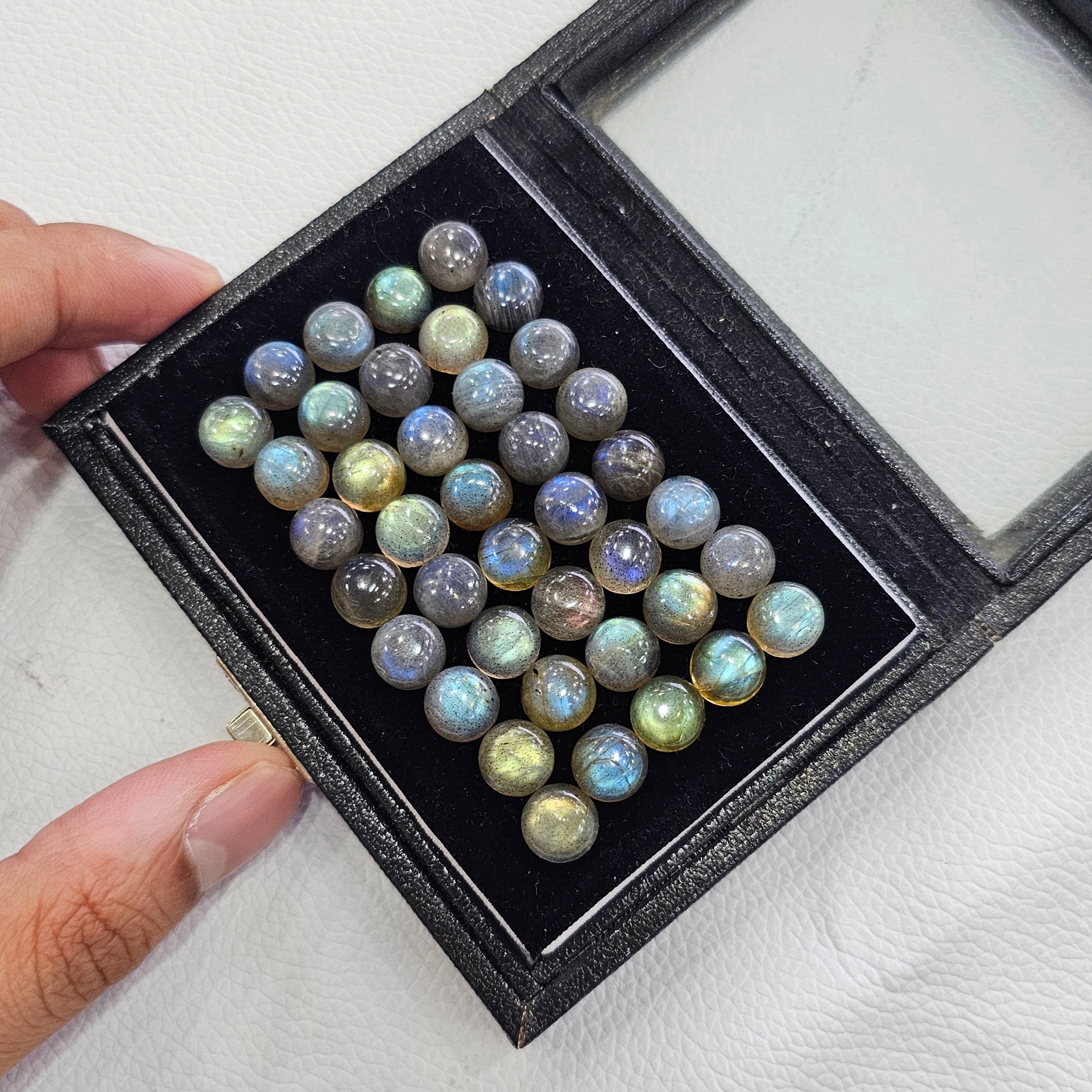 40 Pcs Labradorite Cabochons | 9mm | Round Shape Gemstones - The LabradoriteKing
