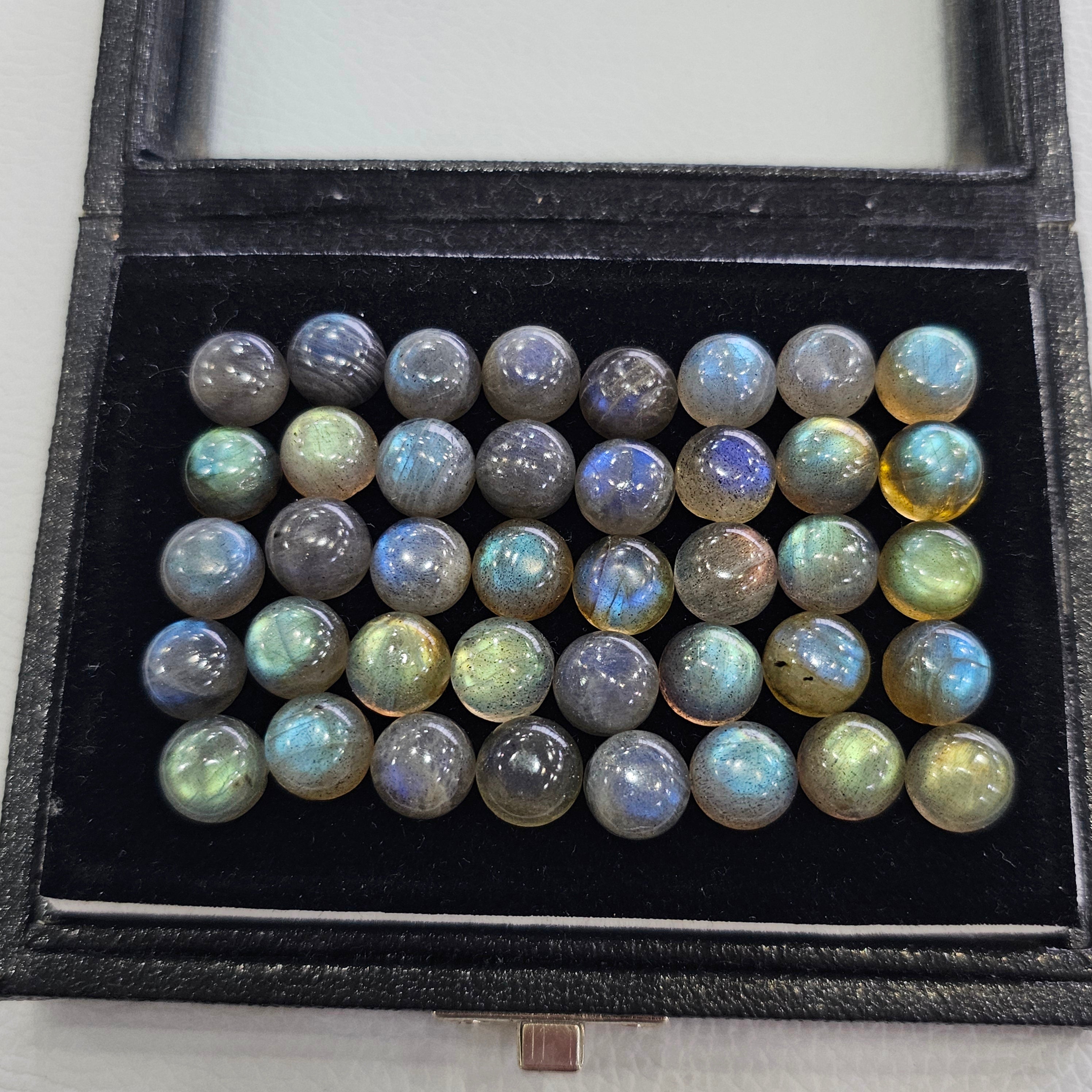 40 Pcs Labradorite Cabochons | 9mm | Round Shape Gemstones - The LabradoriteKing