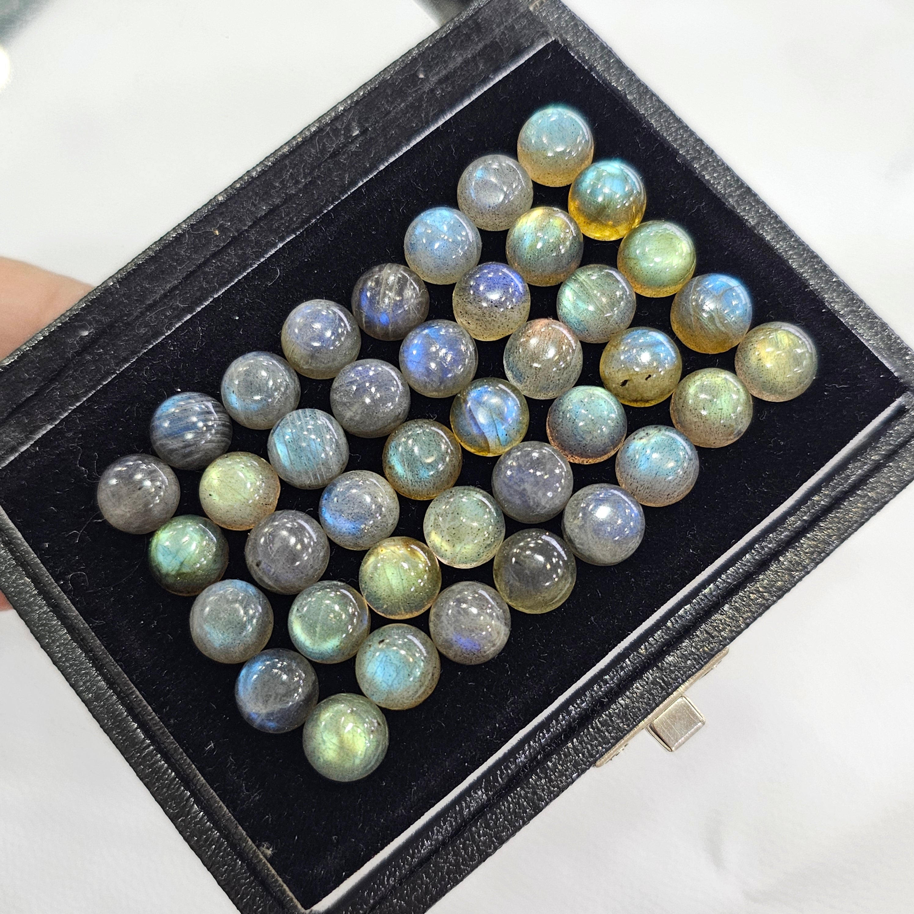 40 Pcs Labradorite Cabochons | 9mm | Round Shape Gemstones - The LabradoriteKing