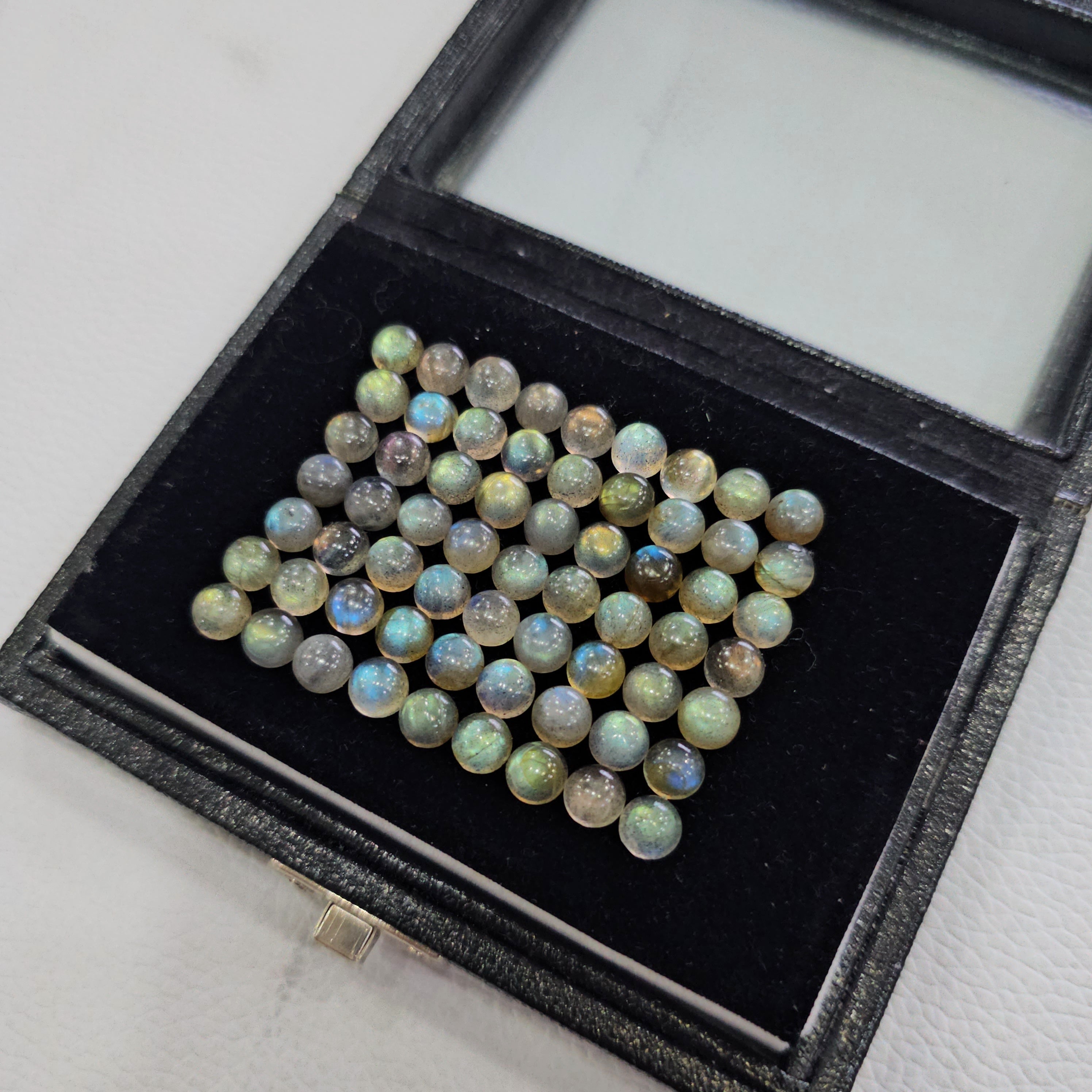60 Pcs Labradorite Cabochons | 6mm | Round Shape Gemstones - The LabradoriteKing