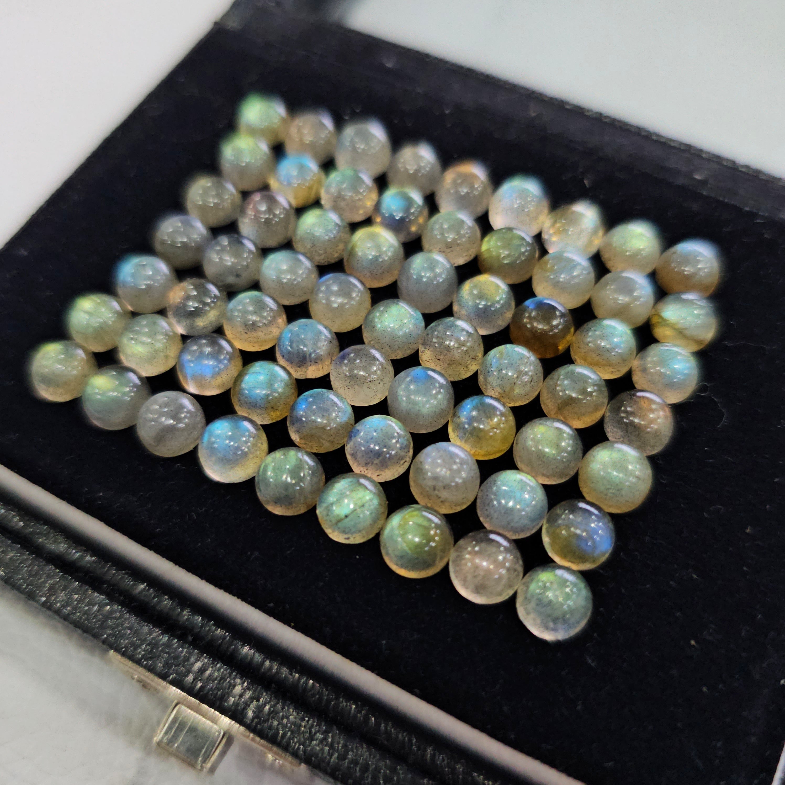 60 Pcs Labradorite Cabochons | 6mm | Round Shape Gemstones - The LabradoriteKing