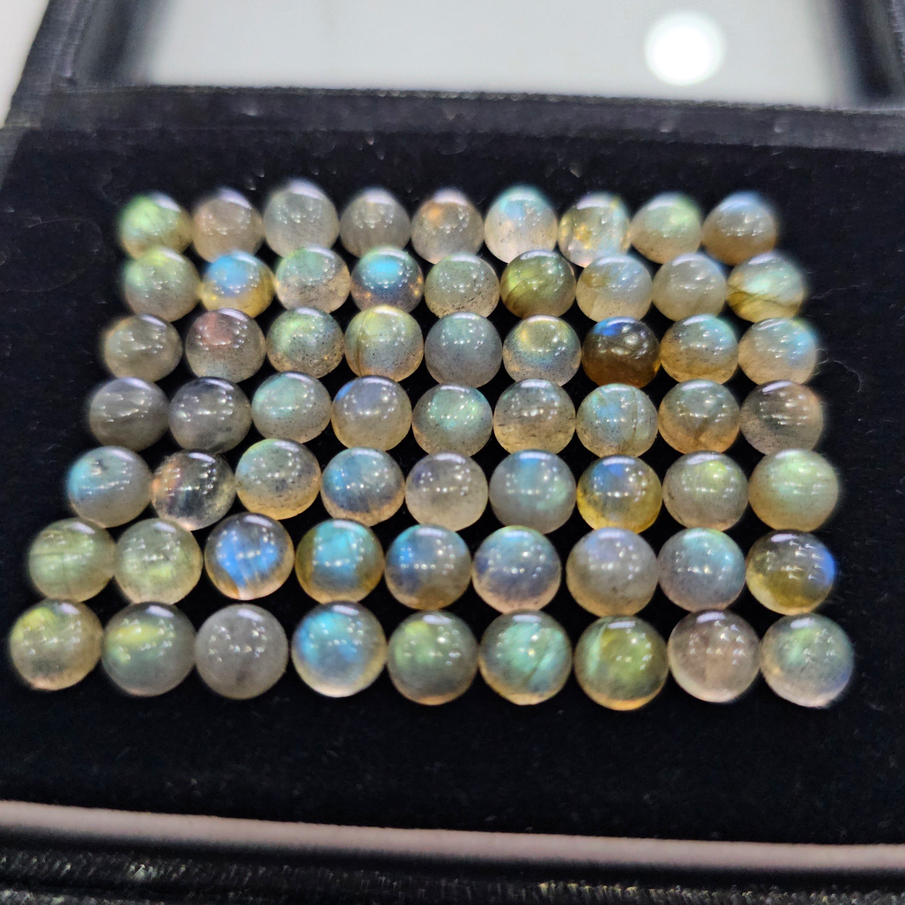 60 Pcs Labradorite Cabochons | 6mm | Round Shape Gemstones - The LabradoriteKing