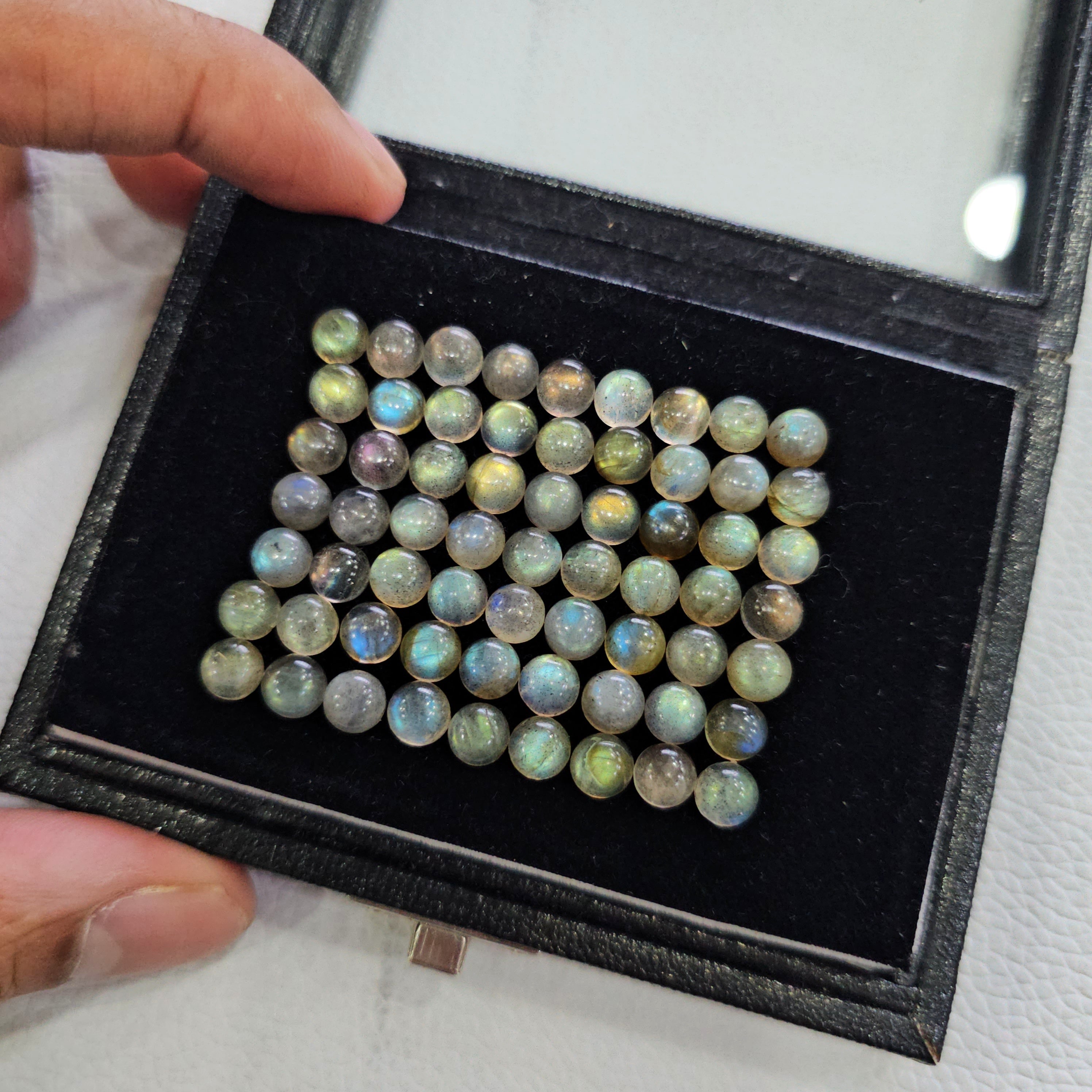 60 Pcs Labradorite Cabochons | 6mm | Round Shape Gemstones - The LabradoriteKing