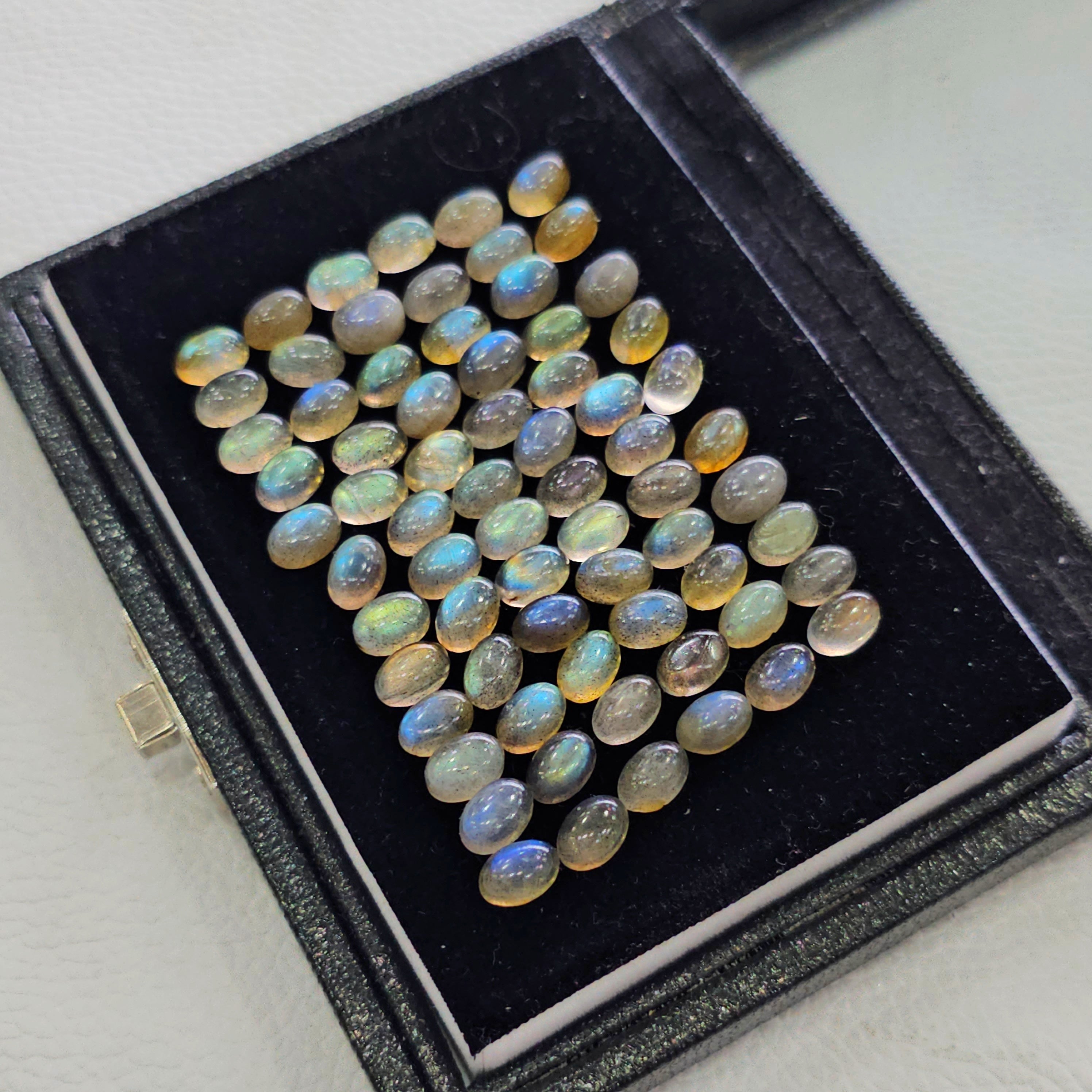 70 Pcs Labradorite Cabochons | 7x5mm | Oval Shape Gemstones - The LabradoriteKing