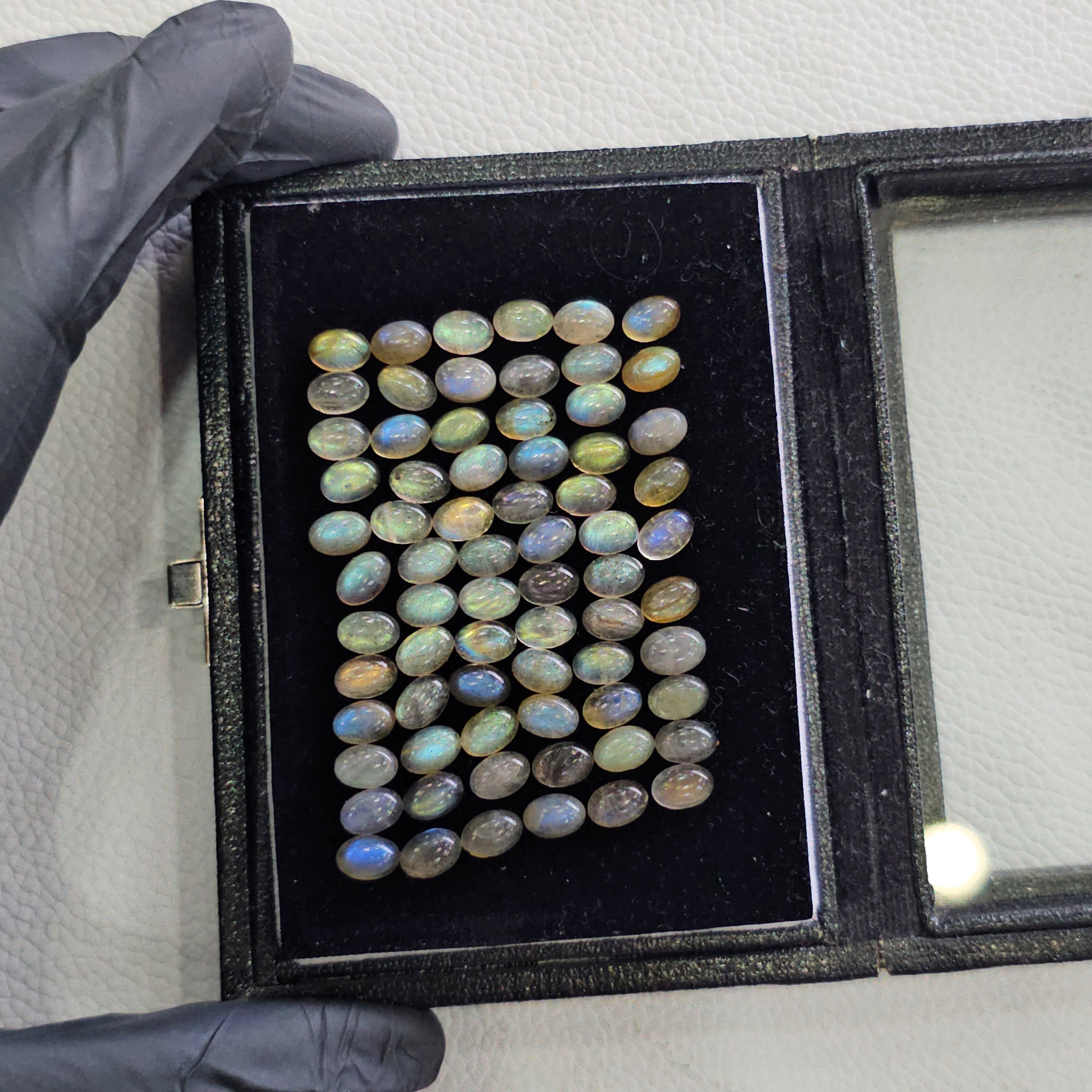 70 Pcs Labradorite Cabochons | 7x5mm | Oval Shape Gemstones - The LabradoriteKing