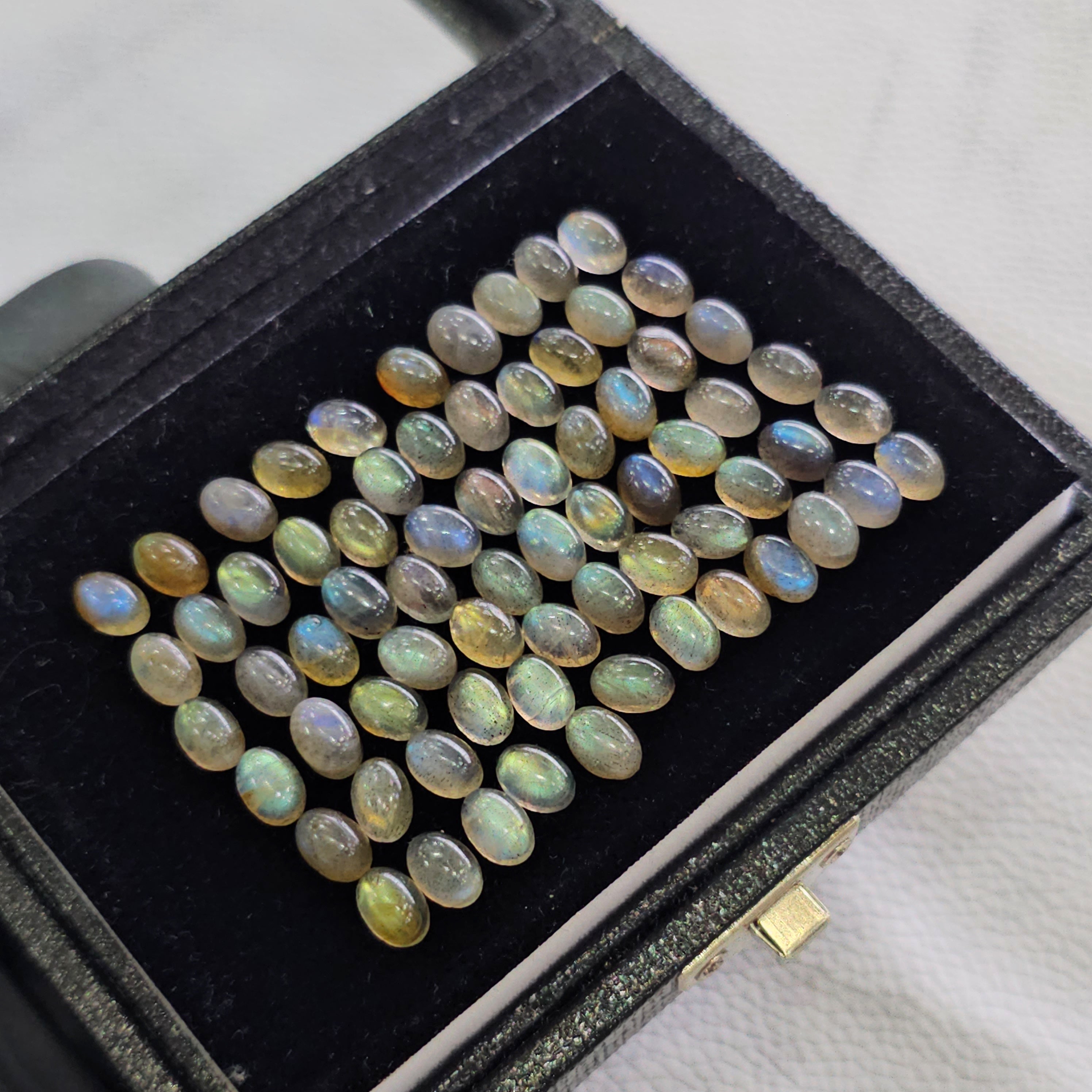 70 Pcs Labradorite Cabochons | 7x5mm | Oval Shape Gemstones - The LabradoriteKing