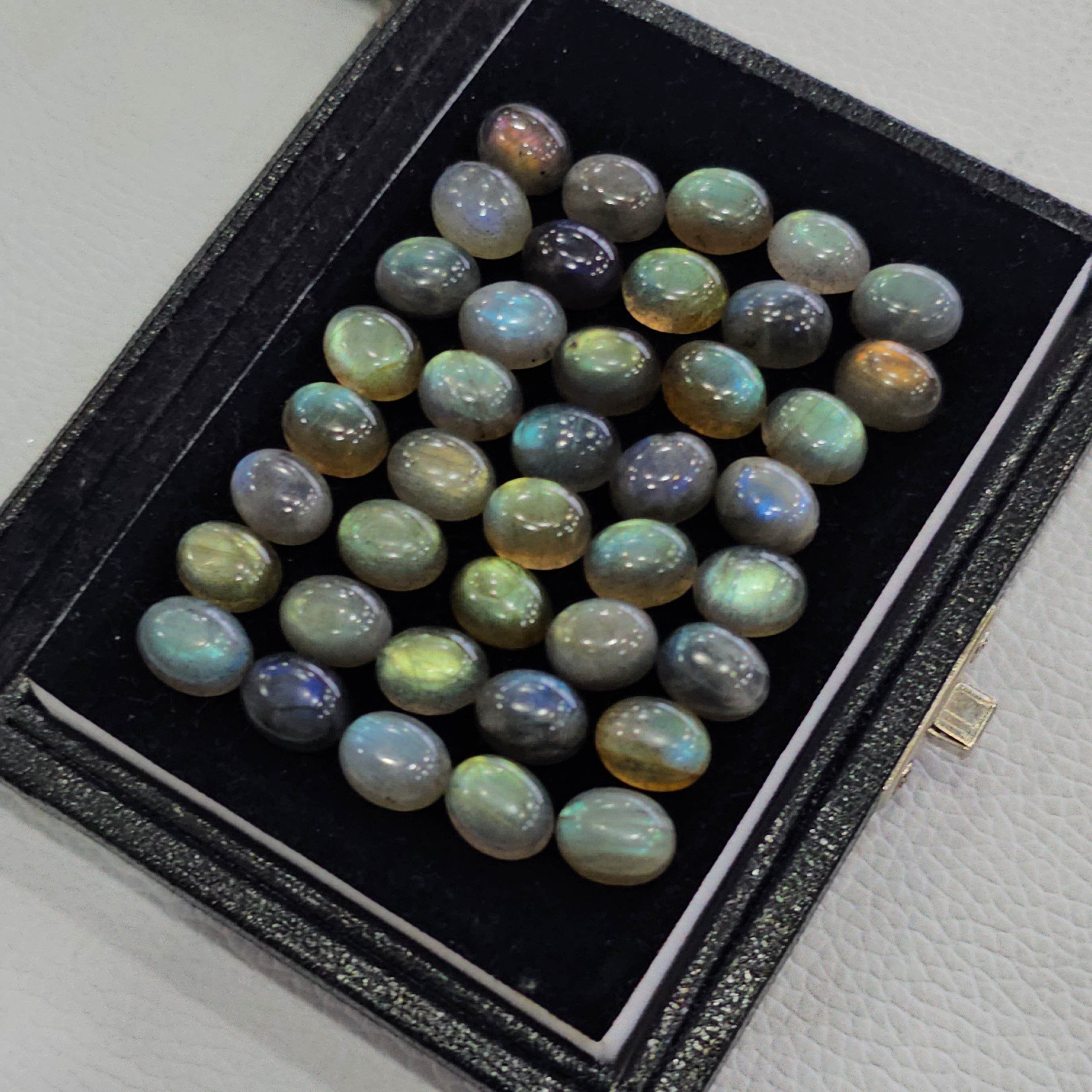 40 Pcs Labradorite Cabochons | 10x8mm | Oval Shape Gemstones - The LabradoriteKing