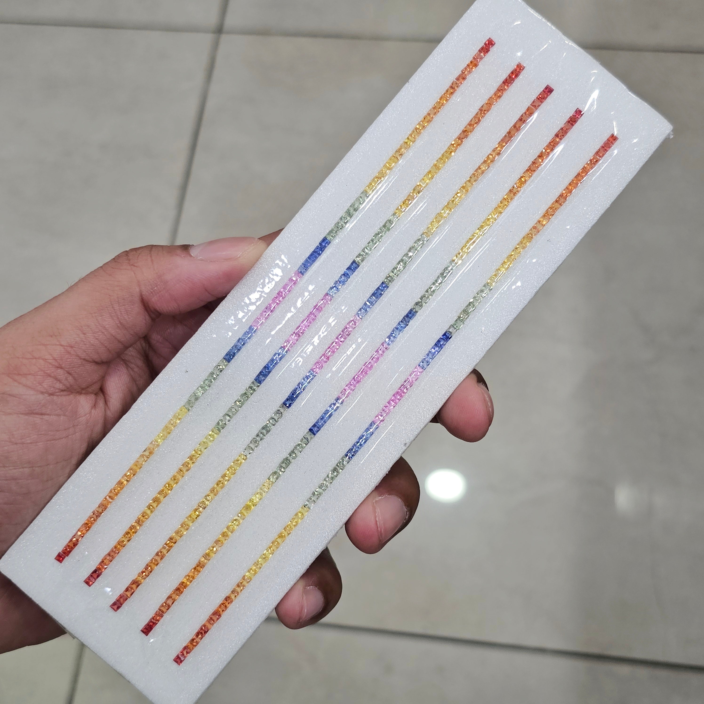 Natural Rainbow Sapphire 7'' Inches Line | One Line is 2.3mm Square | 6.65cts - The LabradoriteKing