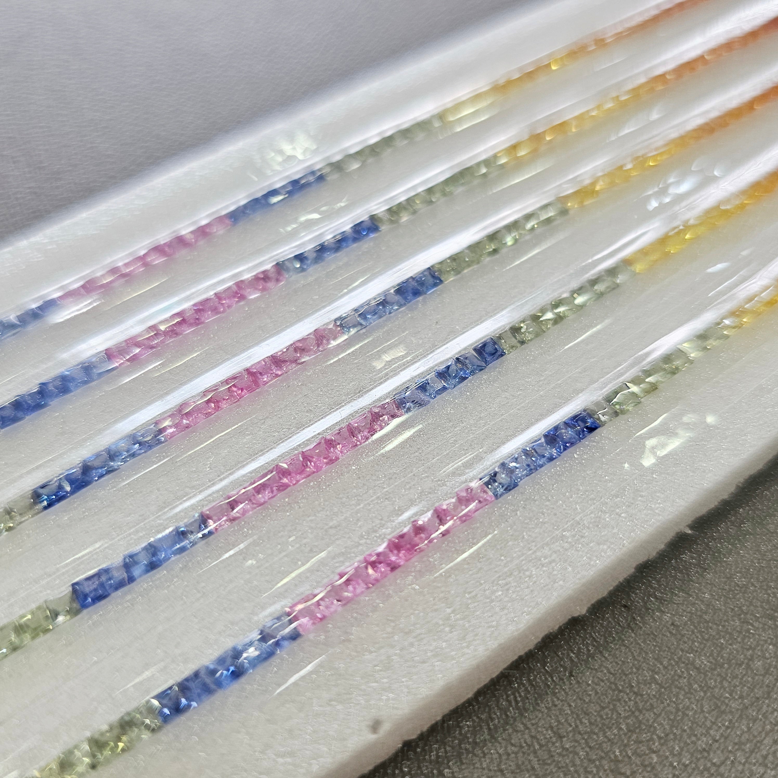 Natural Rainbow Sapphire 7'' Inches Line | One Line is 2.3mm Square | 6.65cts - The LabradoriteKing