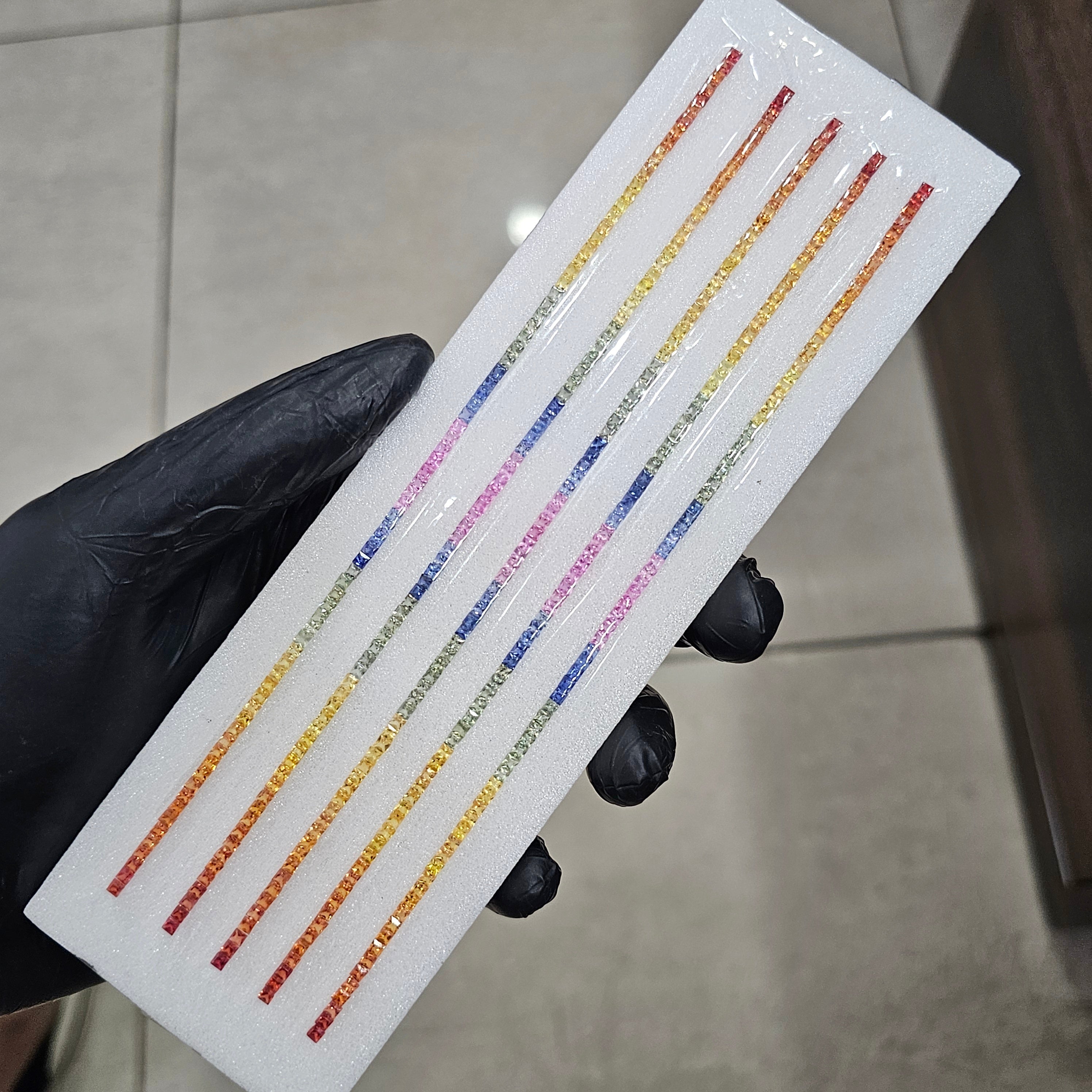 Natural Rainbow Sapphire 7'' Inches Line | One Line is 2.3mm Square | 6.65cts - The LabradoriteKing