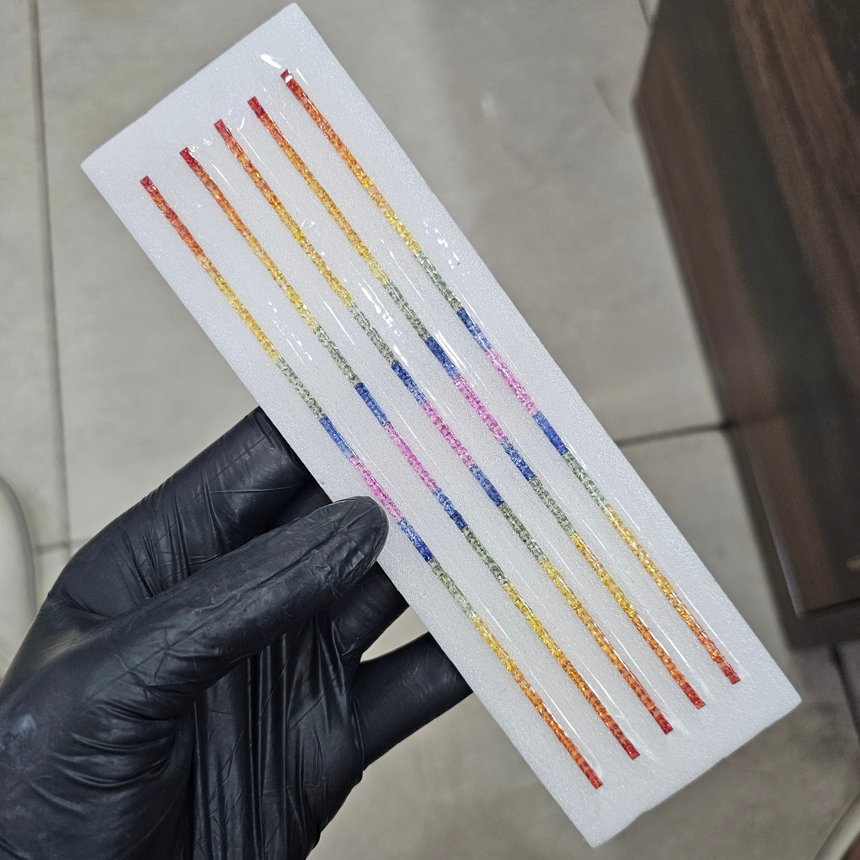 Natural Rainbow Sapphire 7'' Inches Line | One Line is 2.3mm Square | 6.65cts - The LabradoriteKing