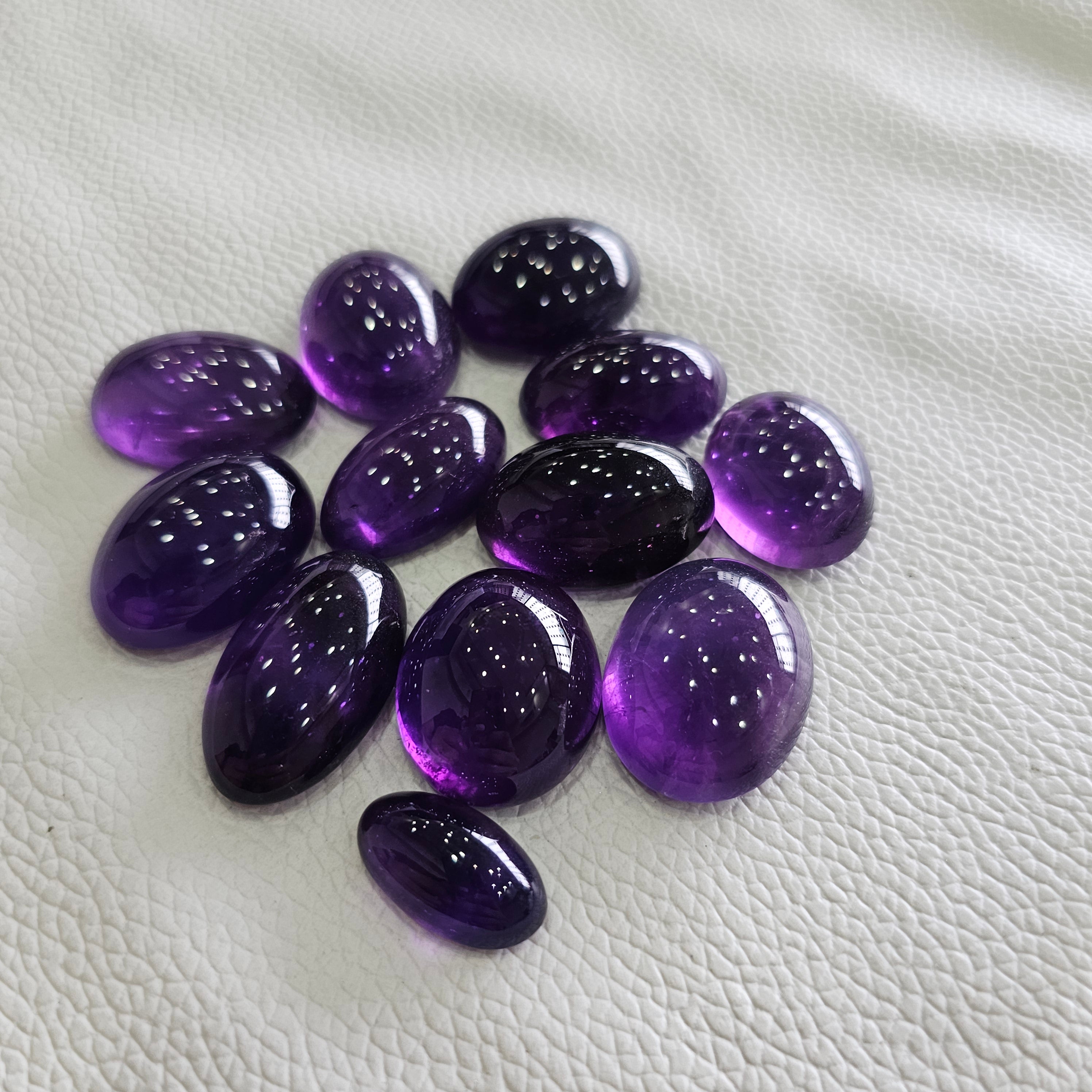 10 Pcs Of Natural Amethyst Large Cabochon | Oval | Size:22-28mm - The LabradoriteKing