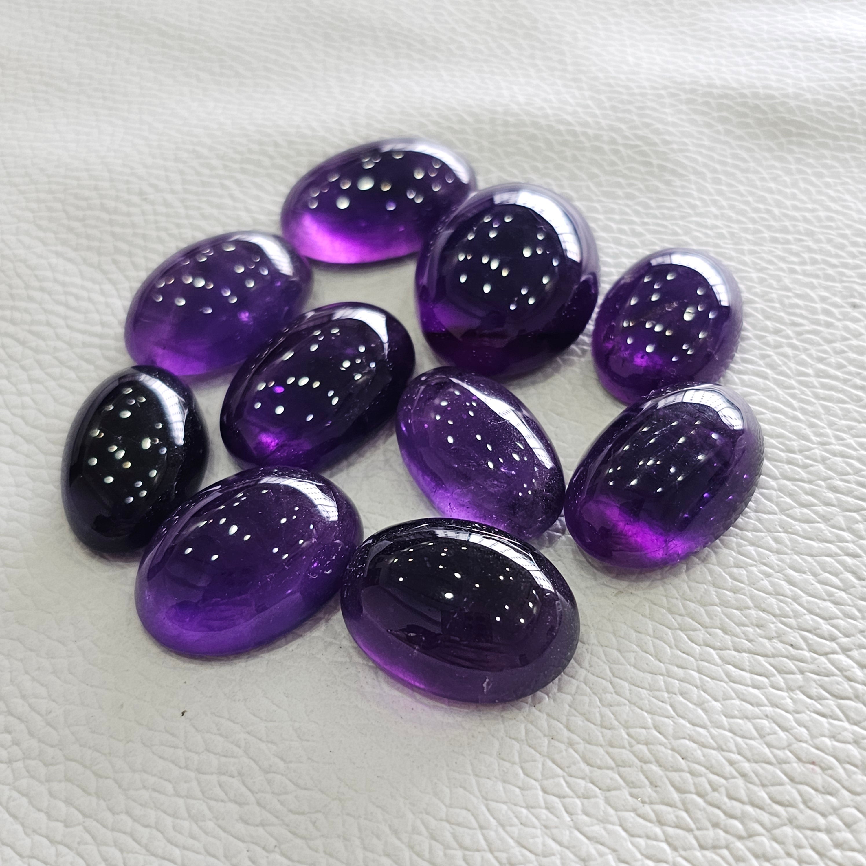 10 Pcs Of Natural Amethyst Large Cabochon | Oval | Size:22-28mm - The LabradoriteKing