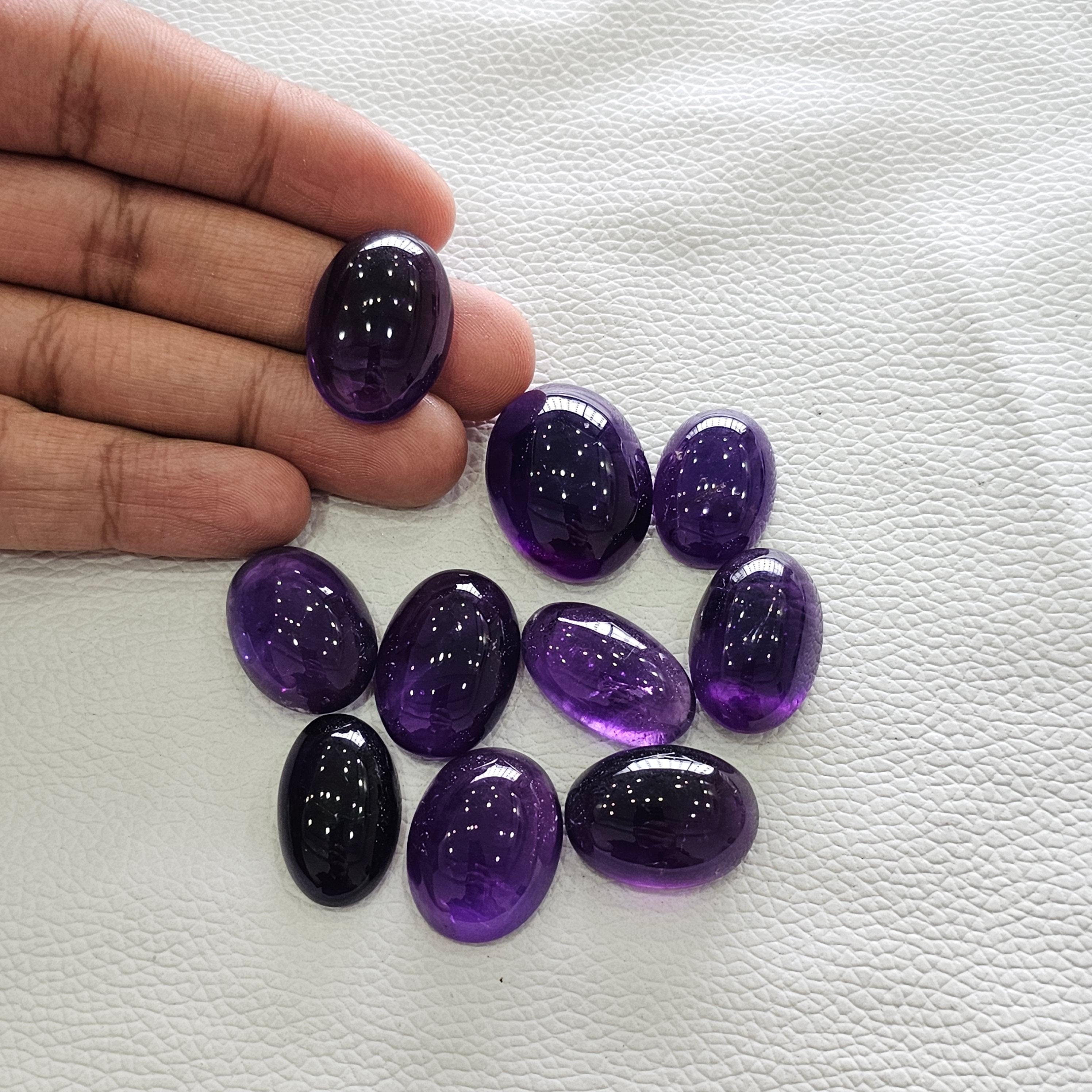 10 Pcs Of Natural Amethyst Large Cabochon | Oval | Size:22-28mm - The LabradoriteKing