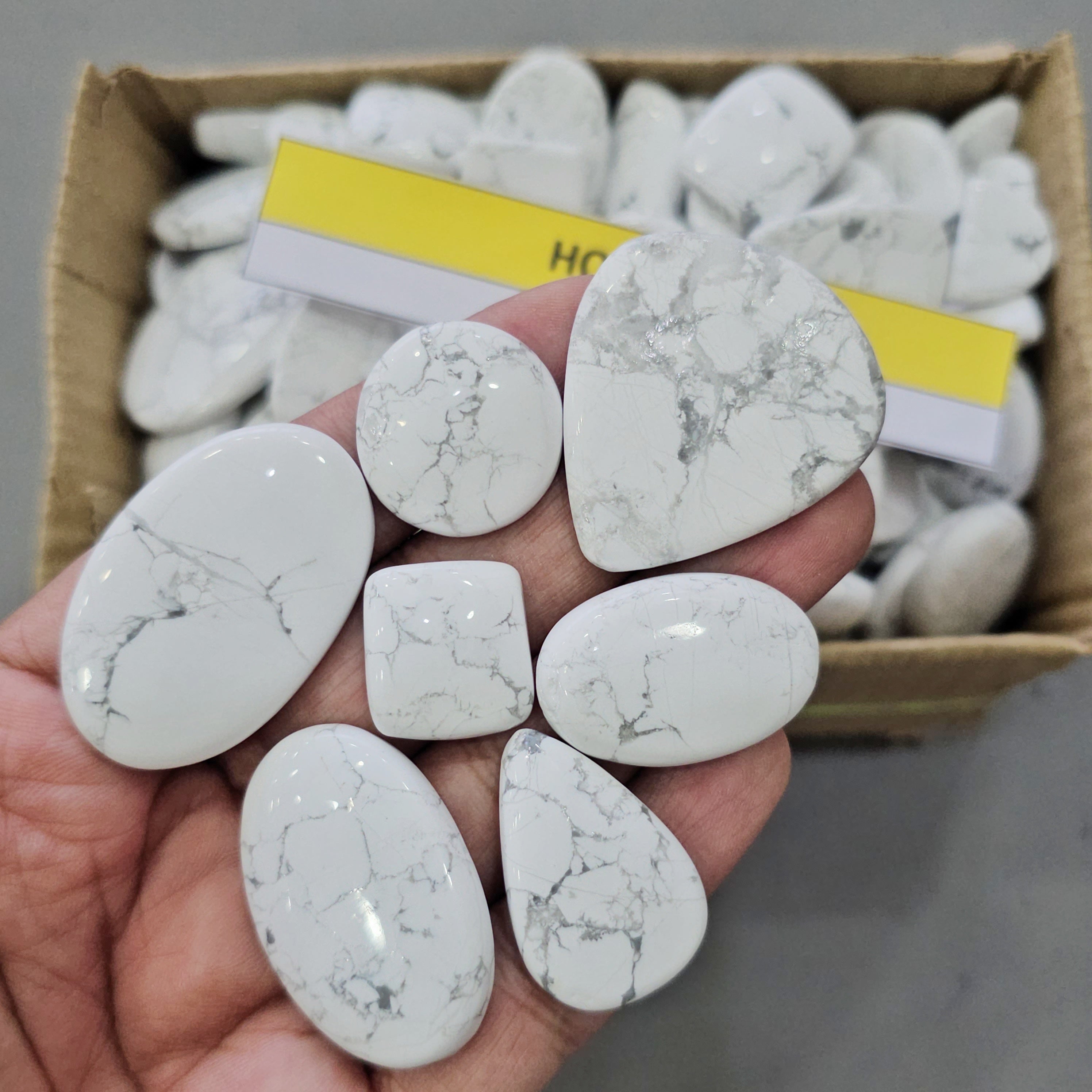500 Grams / 1Kg of Natural White Howlite Cabochons | 25ā53mm | 40ā50 Pcs - The LabradoriteKing