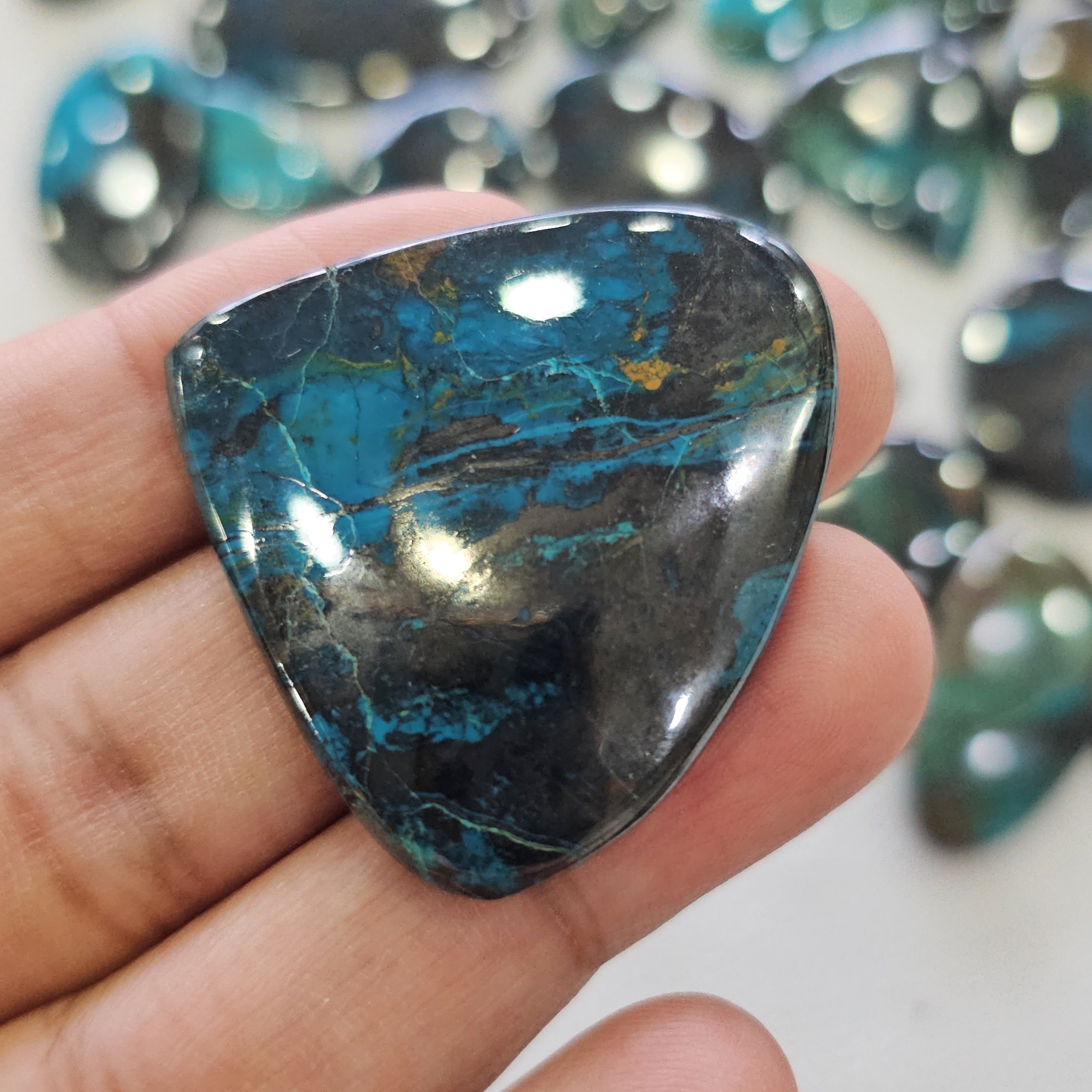 500 Grams of Natural Shattuckite (Combination of Azurite, Malachite, Chrysocolla & Dioptase) Cabochons | 25β50mm | 40β50 Pcs | - The LabradoriteKing