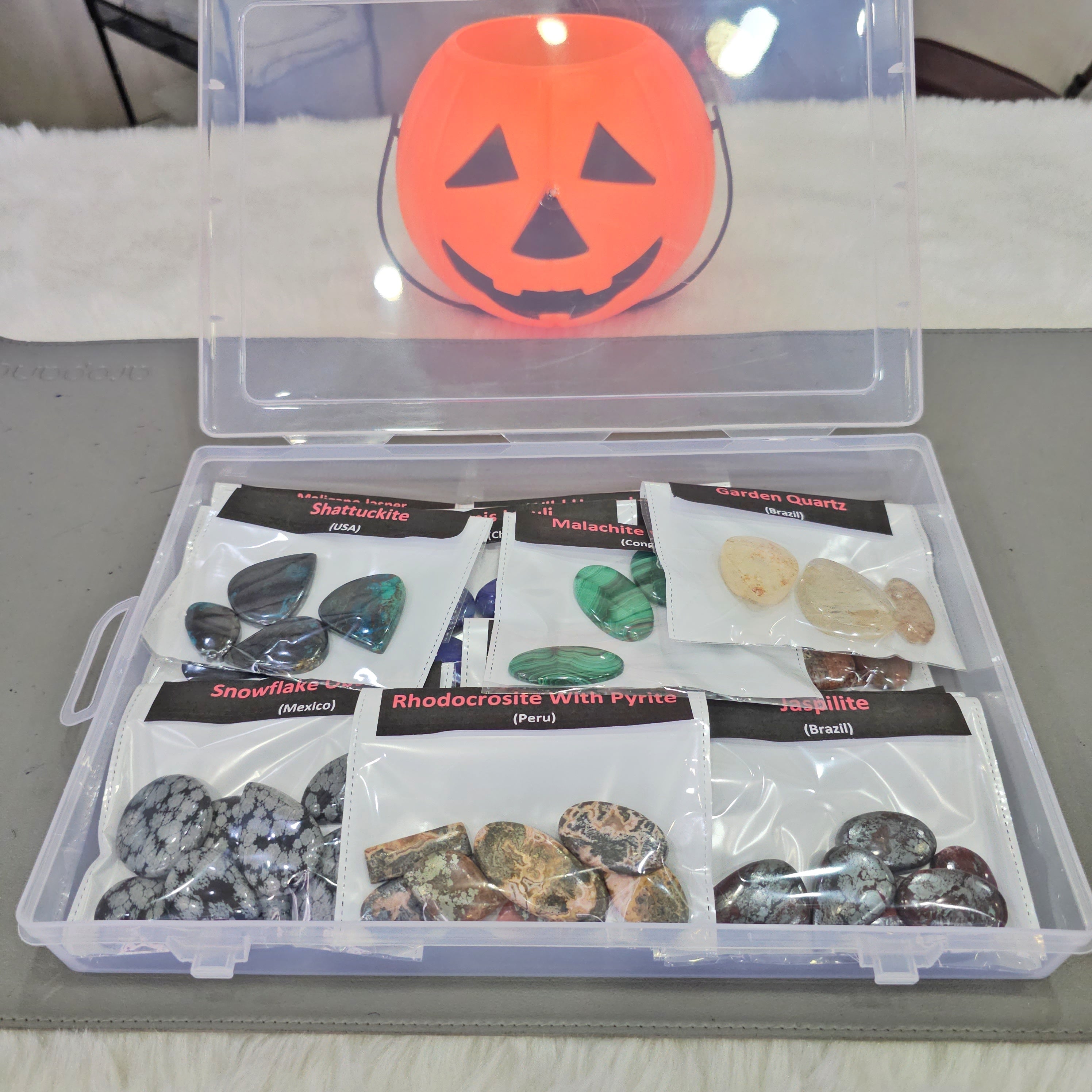 Halloween Box of 16 Exotic Gemstone cabochons | 1 KG box