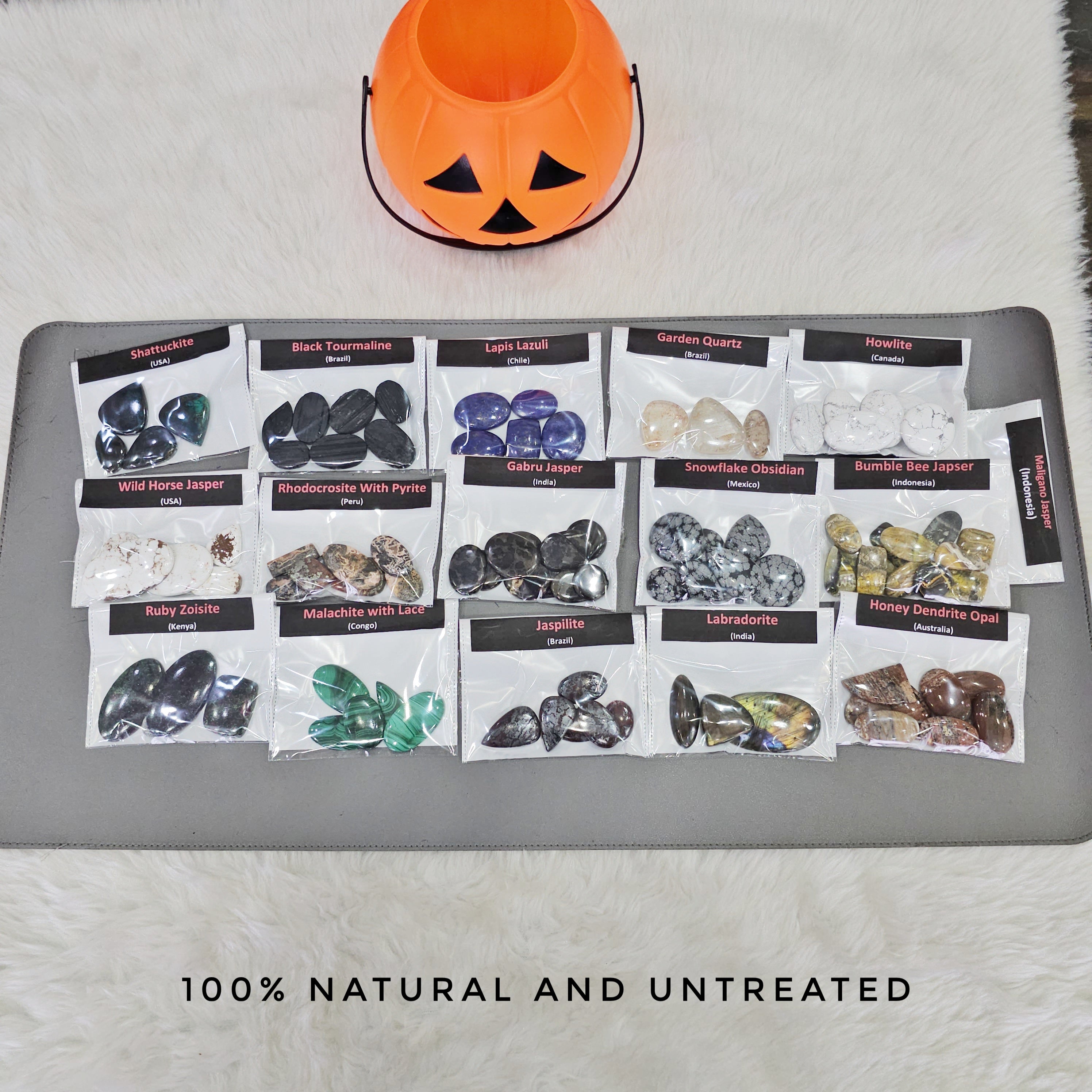 Halloween Box of 16 Exotic Gemstone cabochons | 1 KG box - The LabradoriteKing