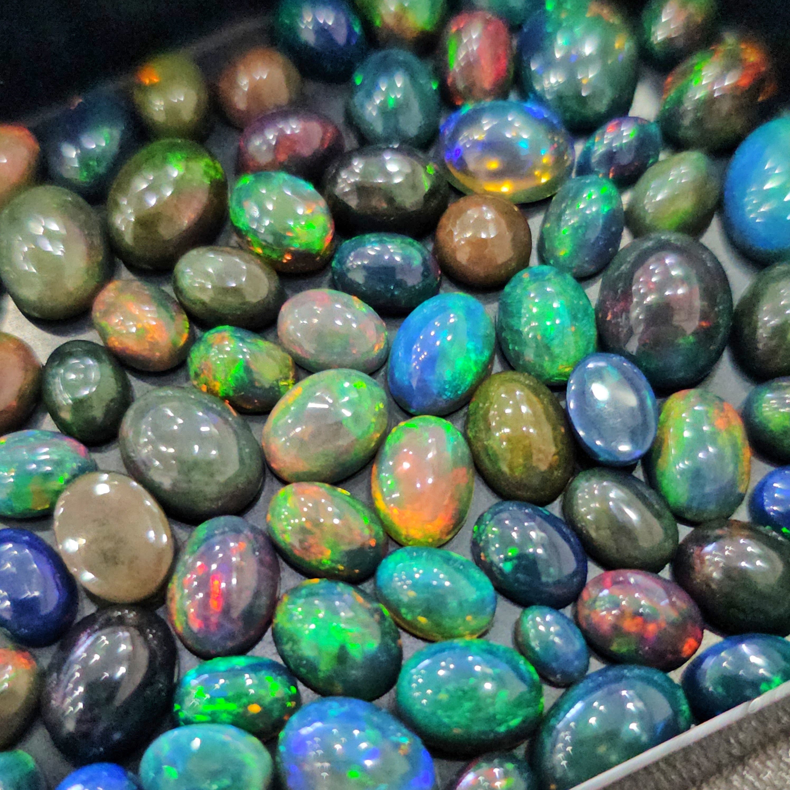 Week 1: 50Cts of Natural Black Opal Cabochons | 5–9mm | 50–60 Pcs | M