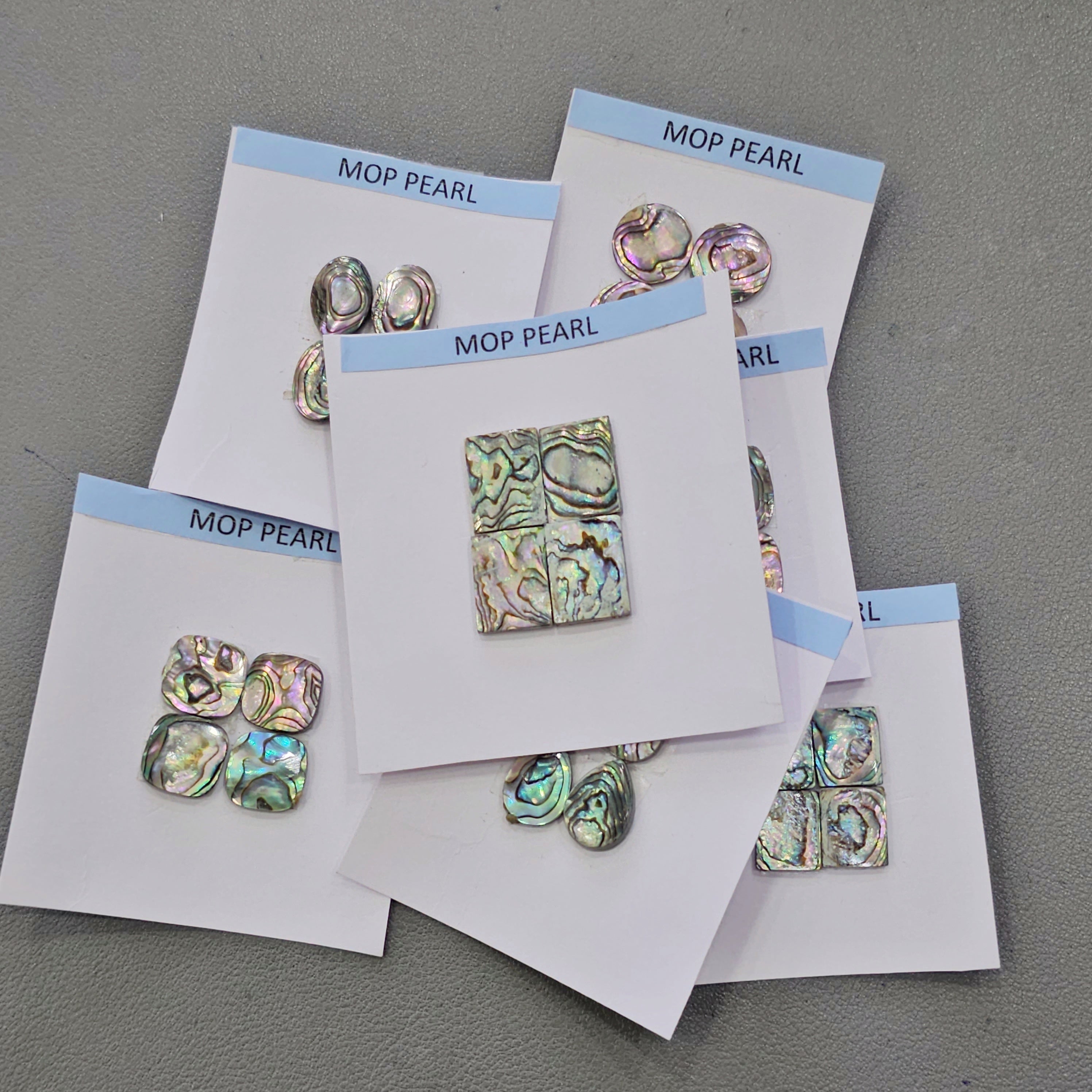 Week2: 7 Cards of MOP Pearl with flat back | 12–16mm | Variety Shapes