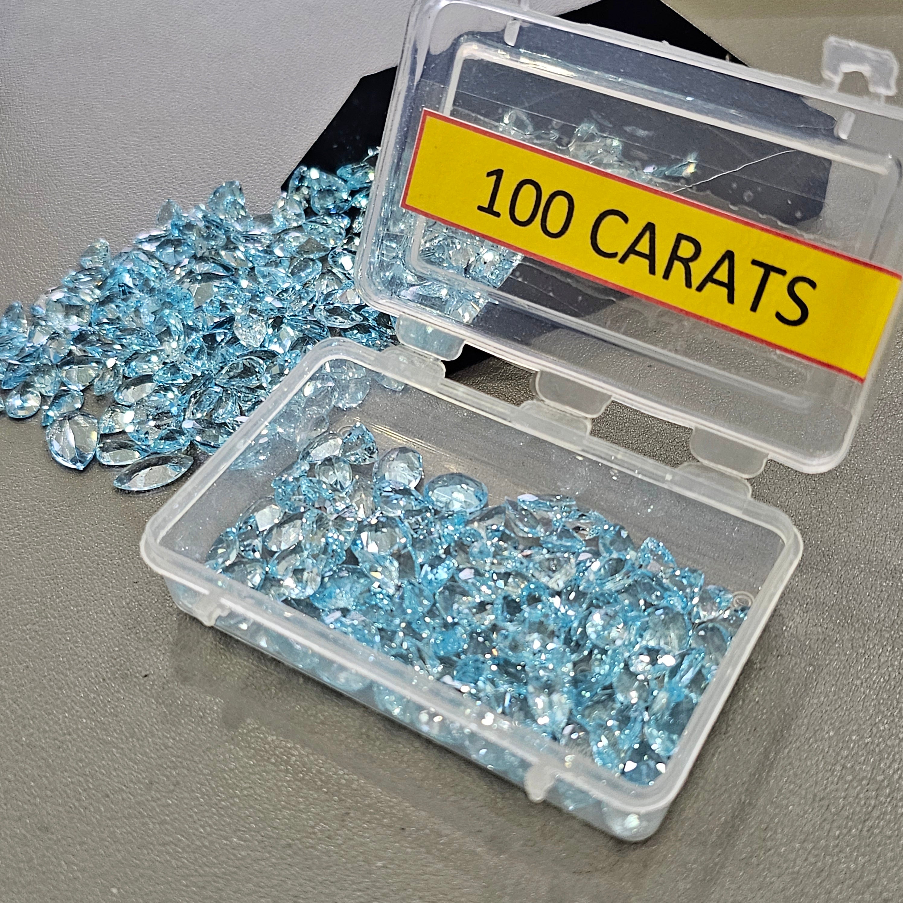 Week2: 100Cts Of Blue Topaz Faceted Gemstones | 5–10mm | 80–100 Pcs | Mixed Shapes