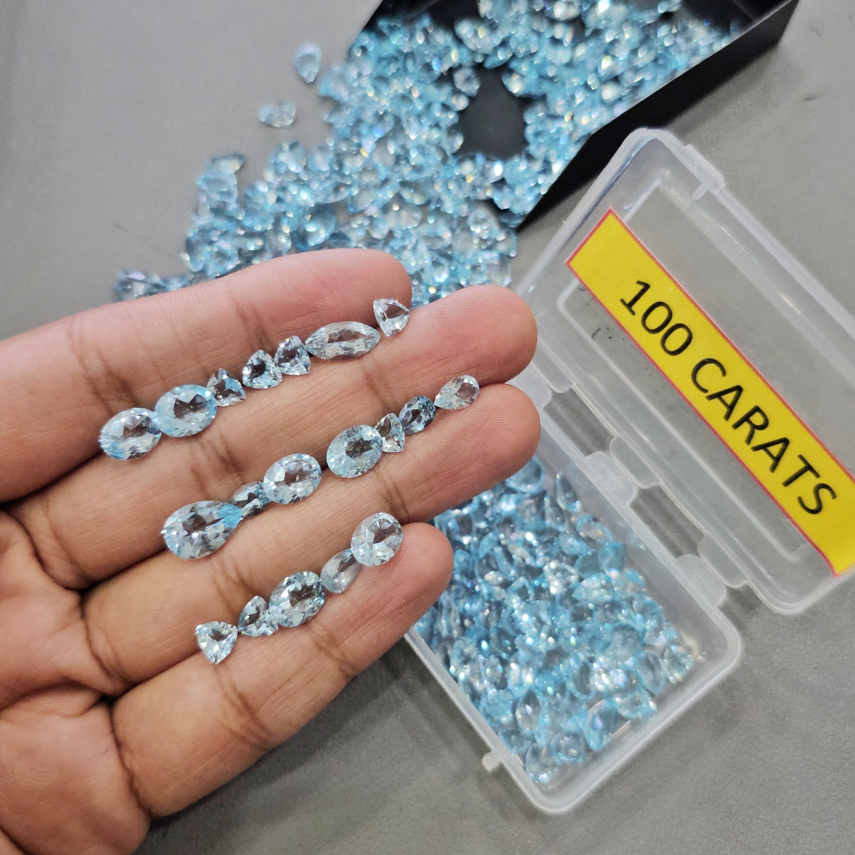 Week2: 100Cts Of Blue Topaz Faceted Gemstones | 5–10mm | 80–100 Pcs | Mixed Shapes