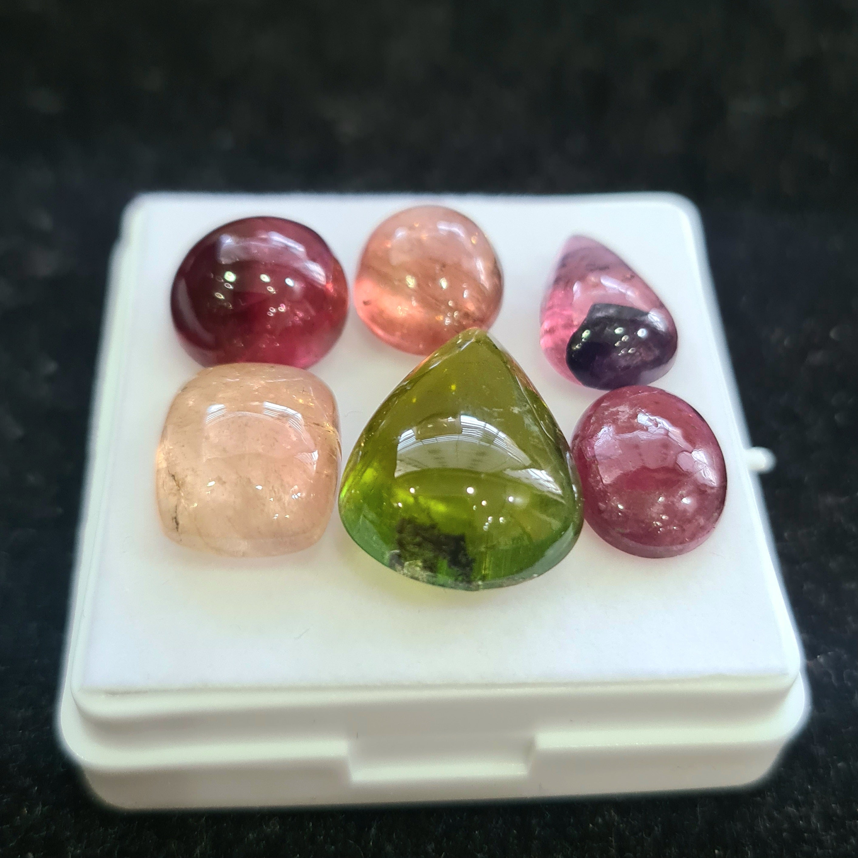 6 Pcs Natural Multi Tourmaline Cabochon | Mix | Size: 11-19mm