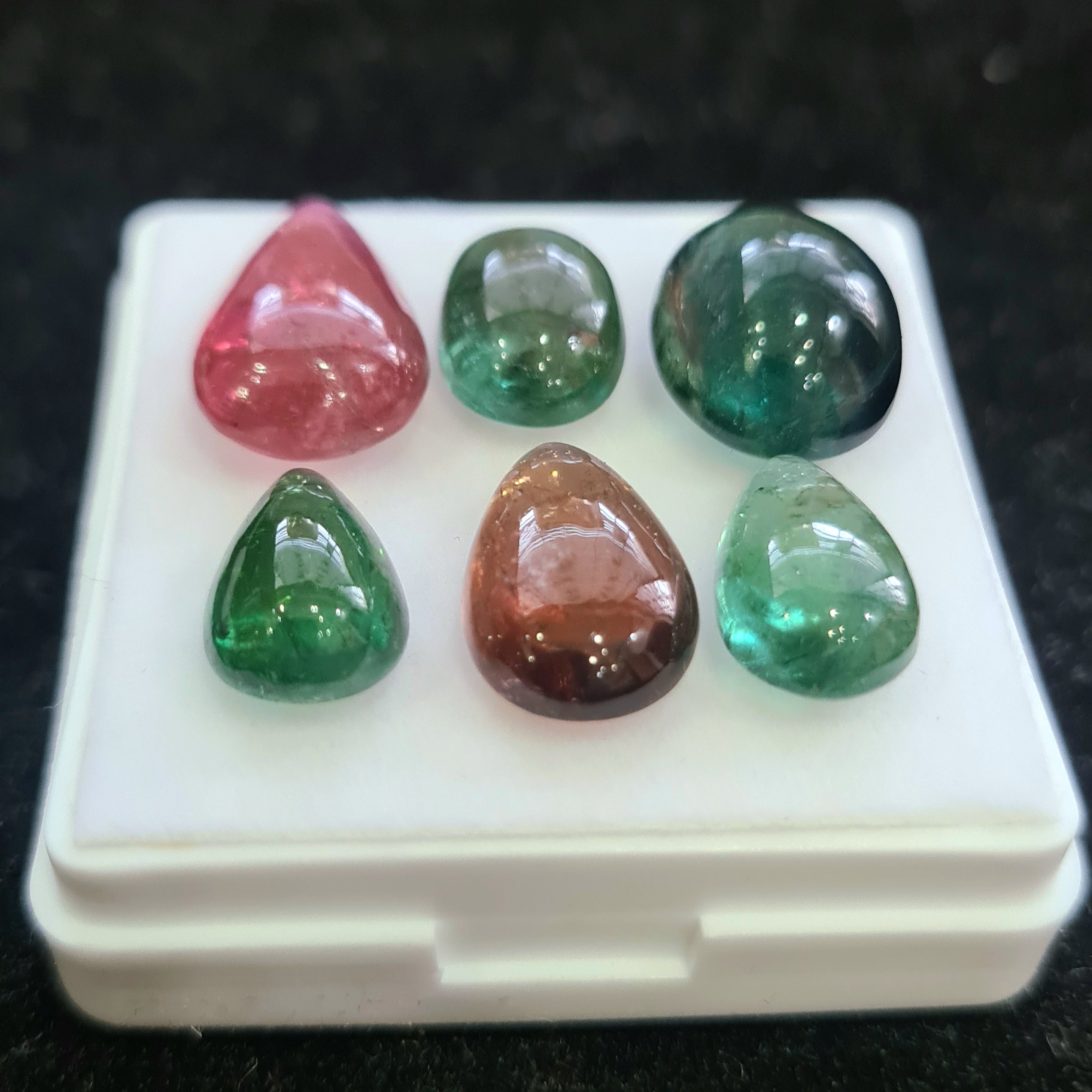 6 Pcs Natural Multi Tourmaline Cabochon | Mix | Size: 11-17mm