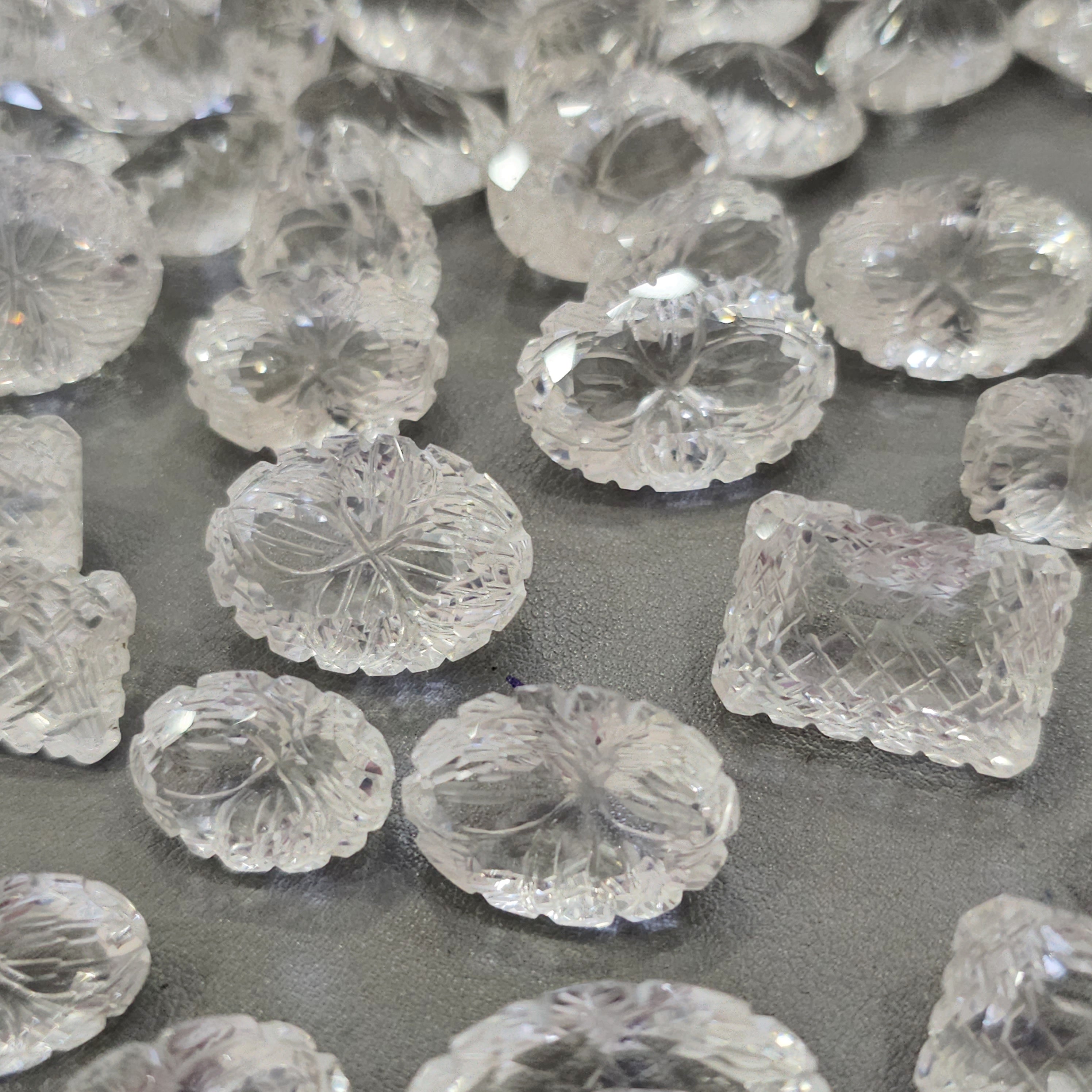 10 Pcs of Carved Clear Quartz | Randomly picked 20-30mm