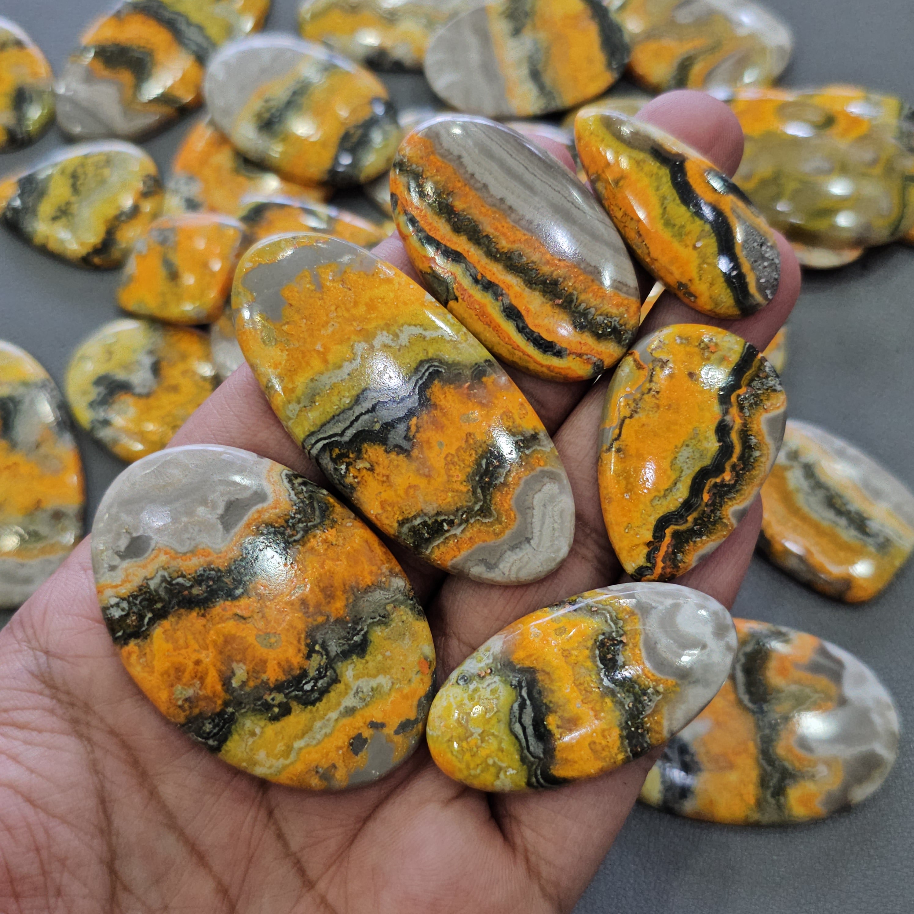 100 Grams Bumble Bee Jasper | Top Vibrant Quality | Approx. 40mm | 8–10 Pcs