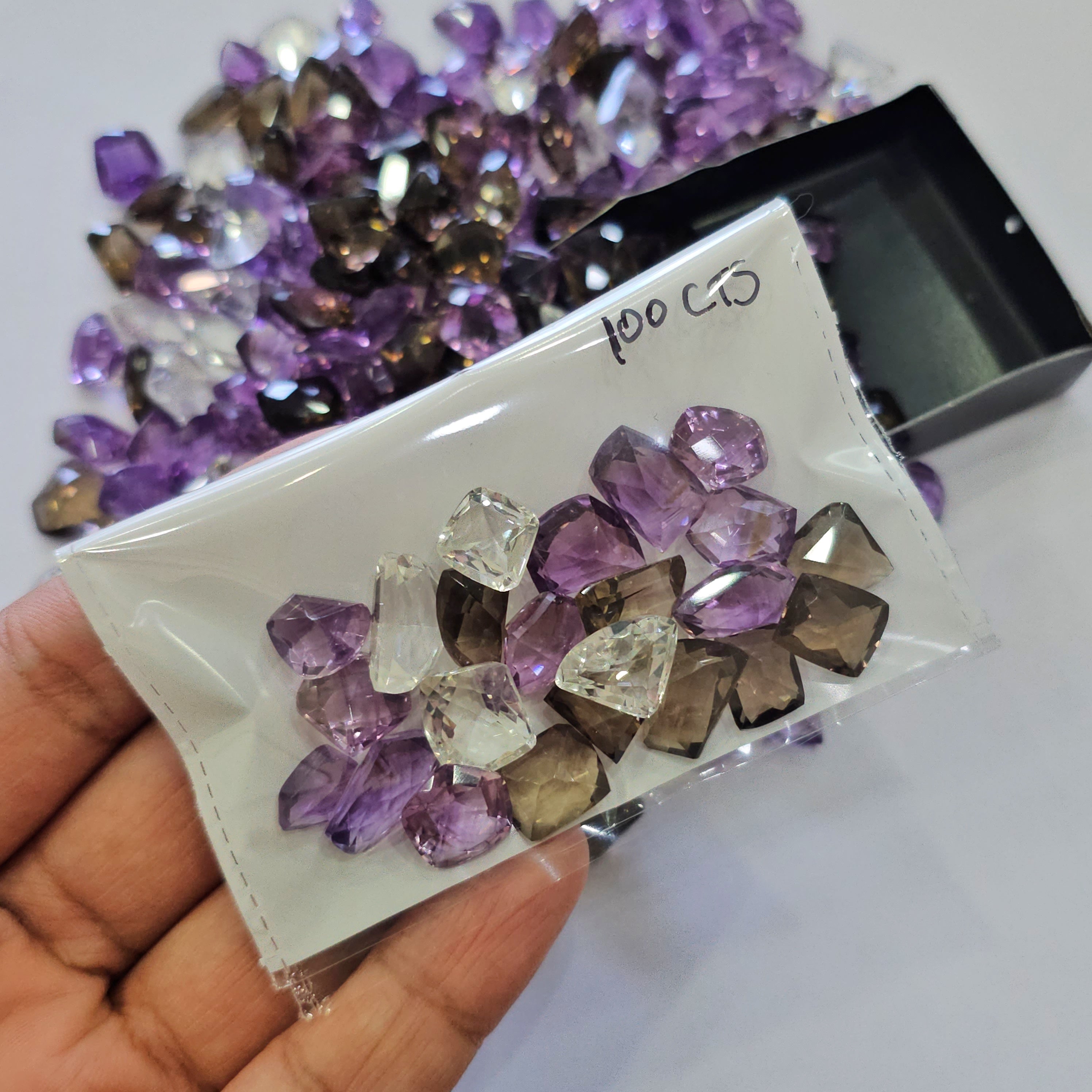 100 Carats of Fancy Cut mix | Amethyst, Ametrine, Topaz, Smoky Quartz | 20-25pcs