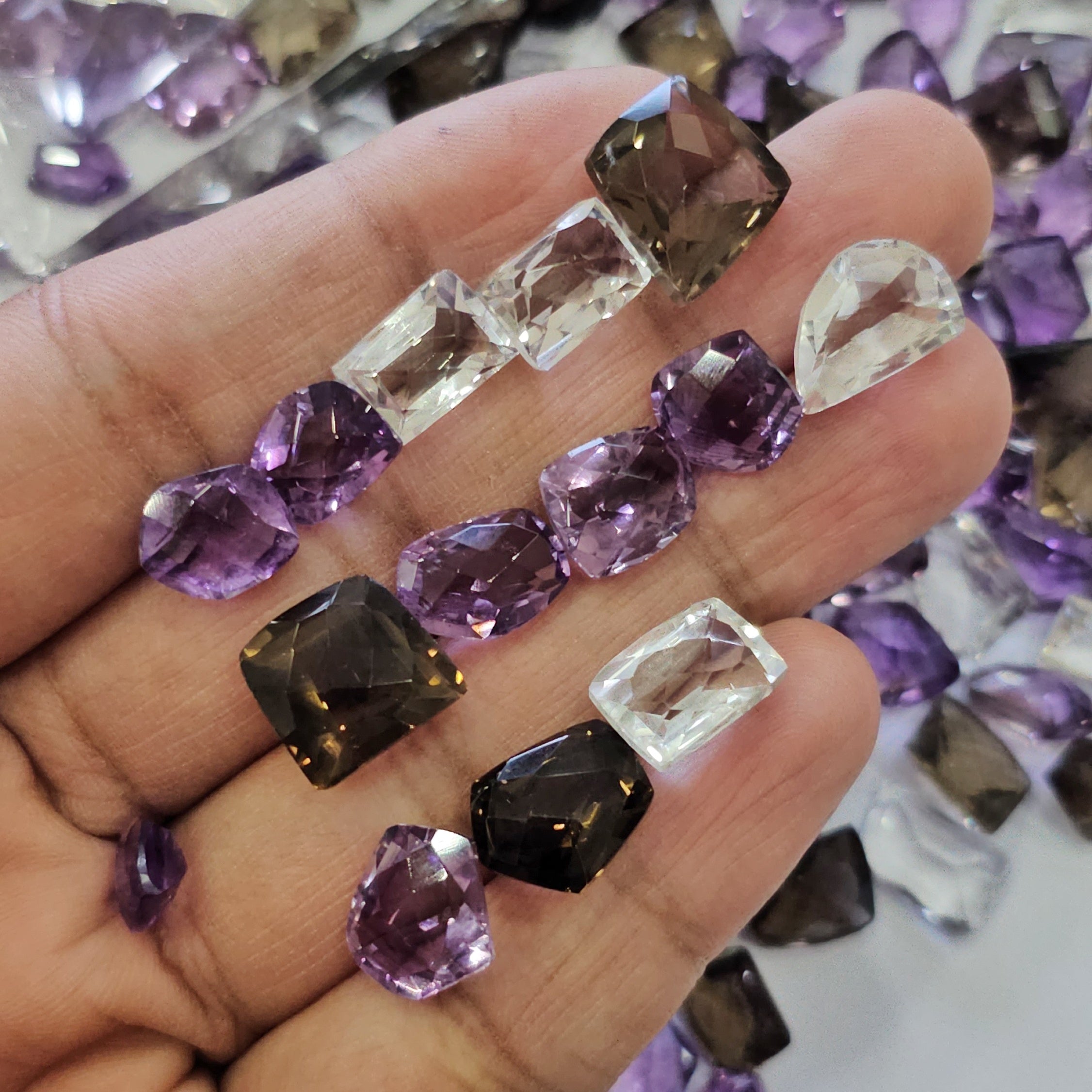 100 Carats of Fancy Cut mix | Amethyst, Ametrine, Topaz, Smoky Quartz | 20-25pcs - The LabradoriteKing
