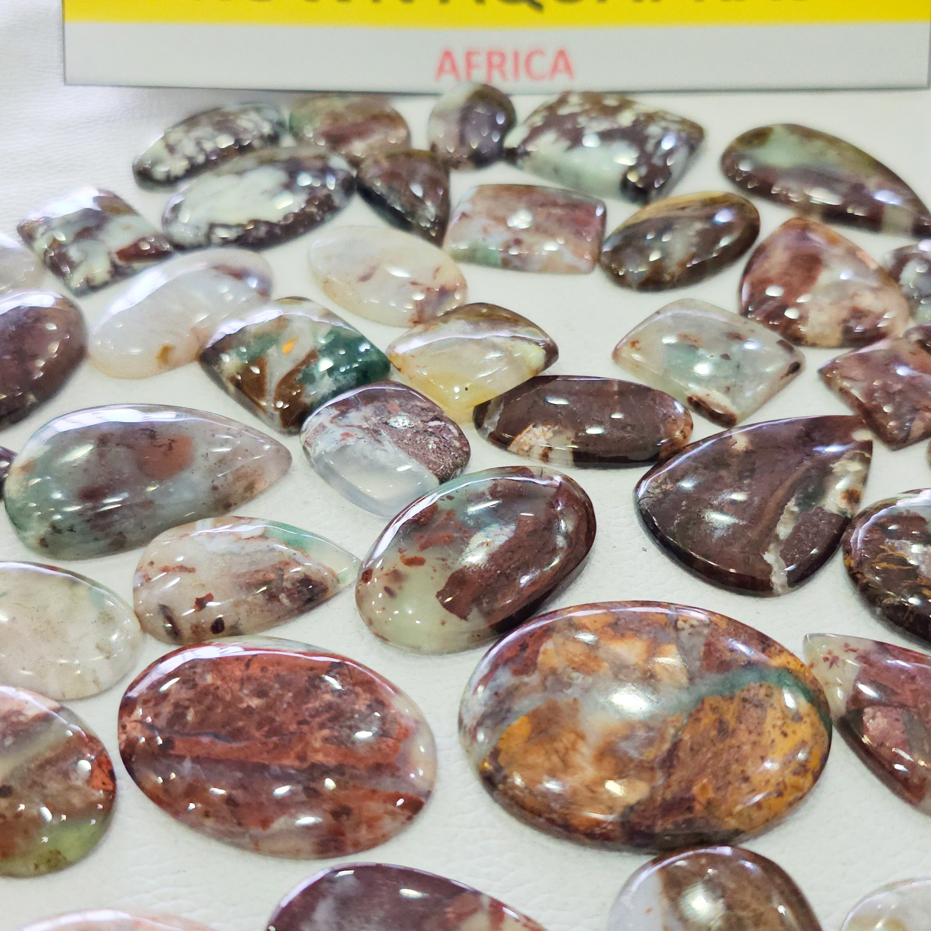 500 Grams Natural Brown Aquaprase Cabochons | 1"–2" Inches | 60–80 Pcs | Mixed Shapes