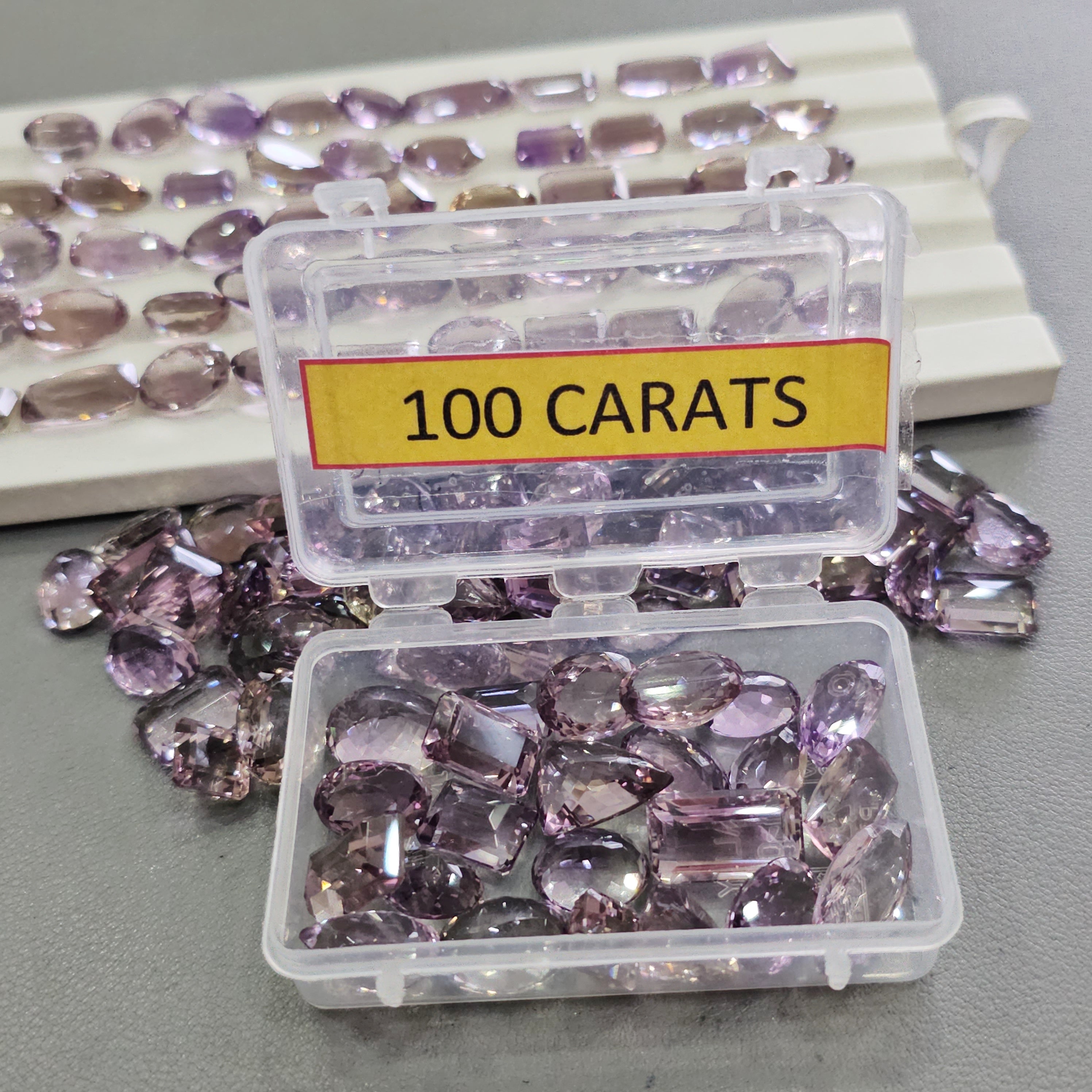 100 Cts Natural Ametrine Faceted Stones | 10–18mm | Approx. 12 Pcs | Bi colours