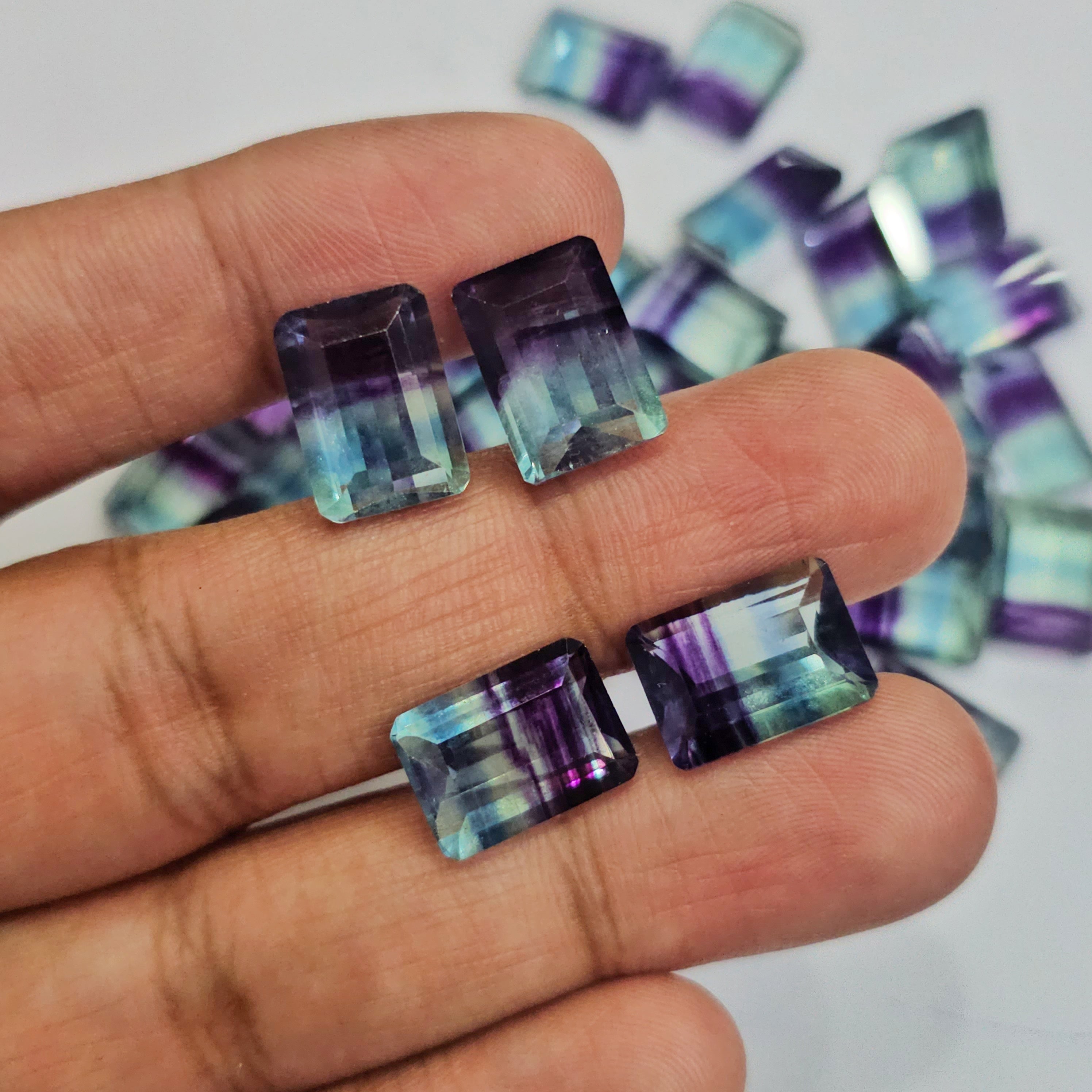 6 Pcs of High Quality Green purple Flourite with 50/50 Split - The LabradoriteKing