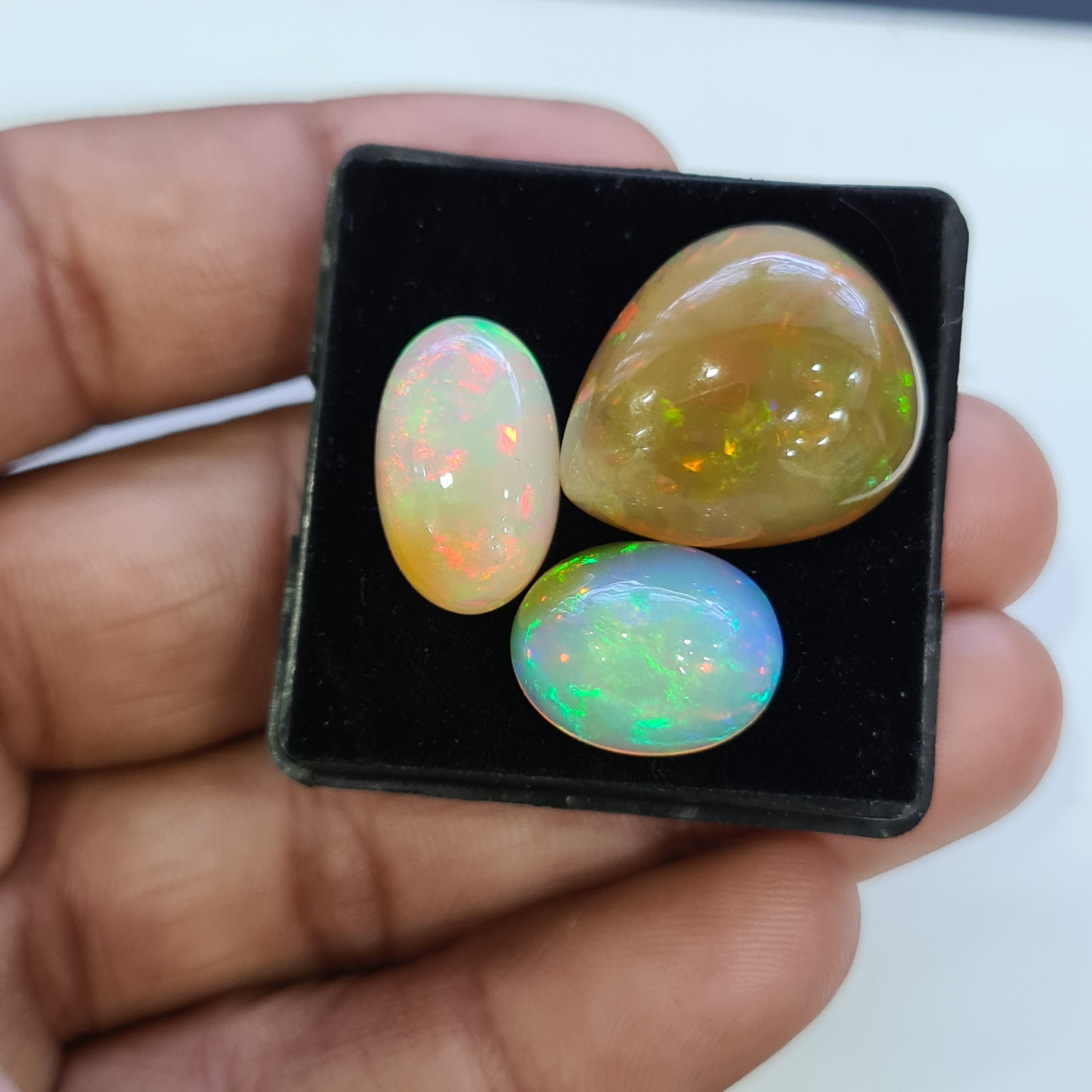3pcs Natural Ethiopian Opal Cabochon | Oval&Pear| Size: 16-23mm - The LabradoriteKing