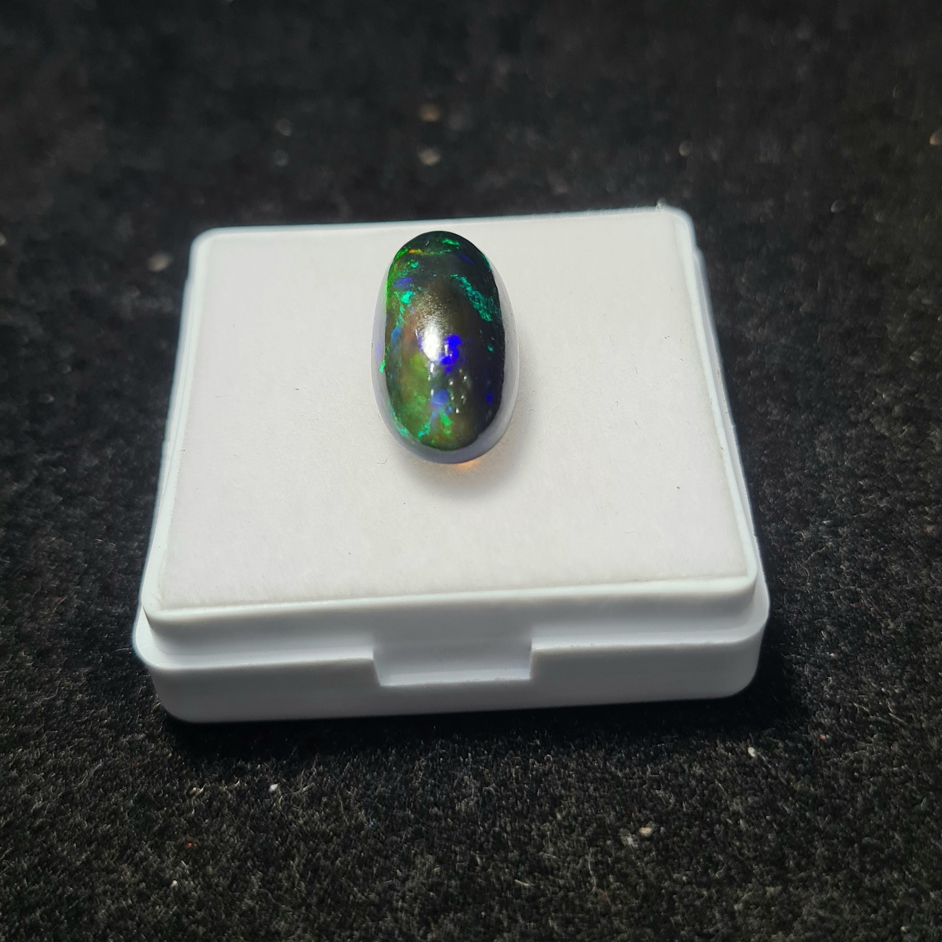 Ethiopian Black Smoked Opal Cabochon | Oval | Size: 21x10mm - The LabradoriteKing