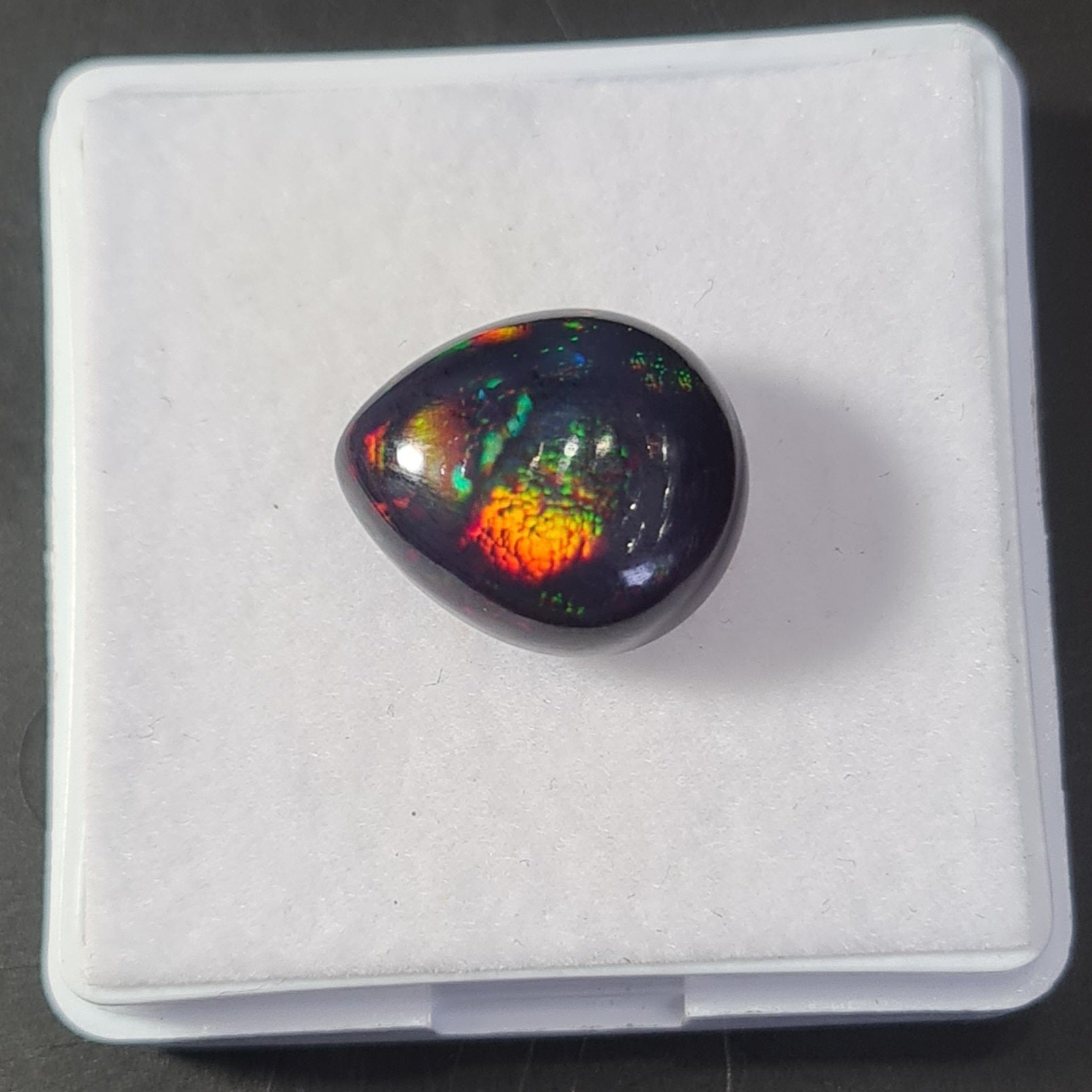 Ethiopian Black Smoked Opal Cabochon | Pear | Size: 16x14mm - The LabradoriteKing