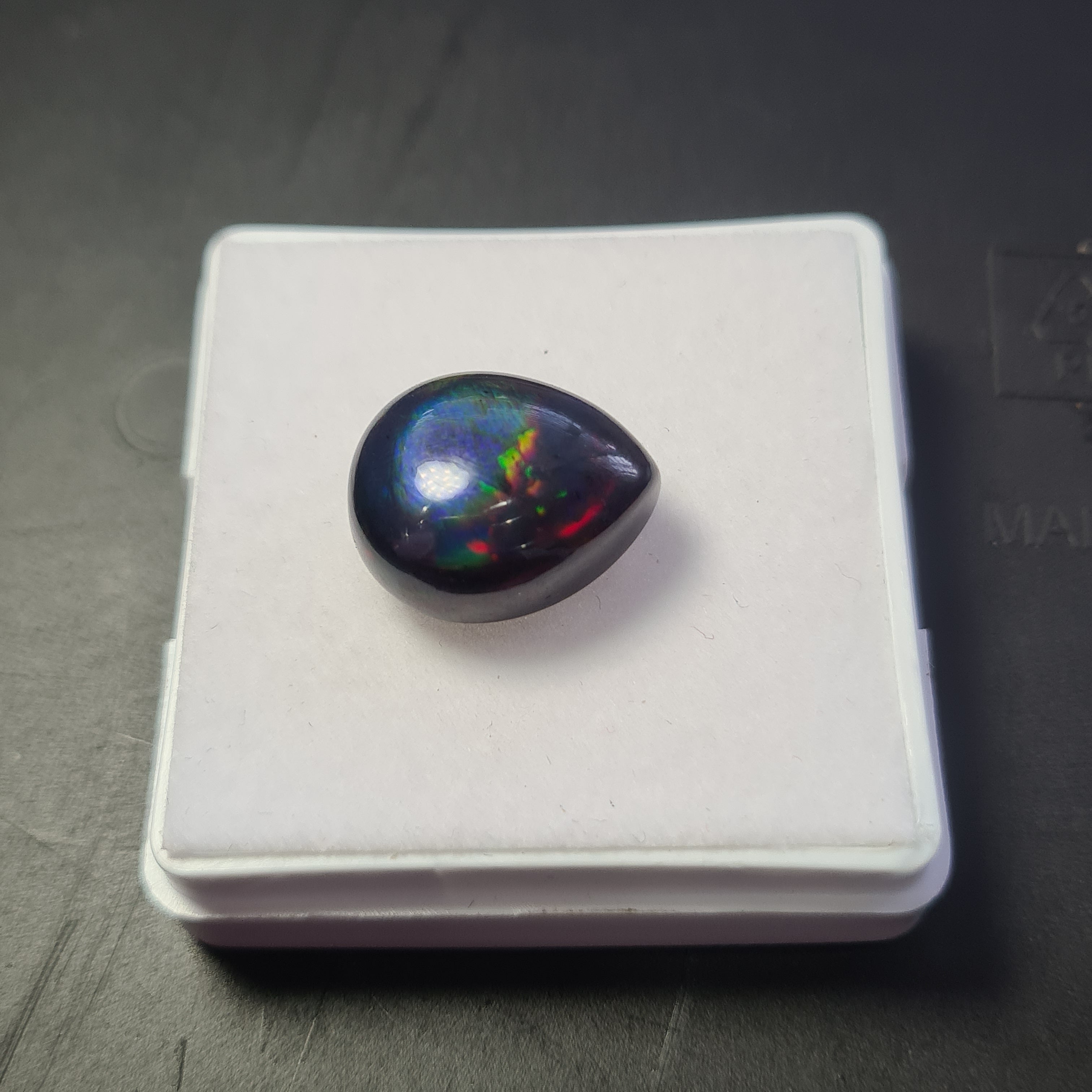 Ethiopian Black Smoked Opal Cabochon | Pear | Size: 16x14mm - The LabradoriteKing