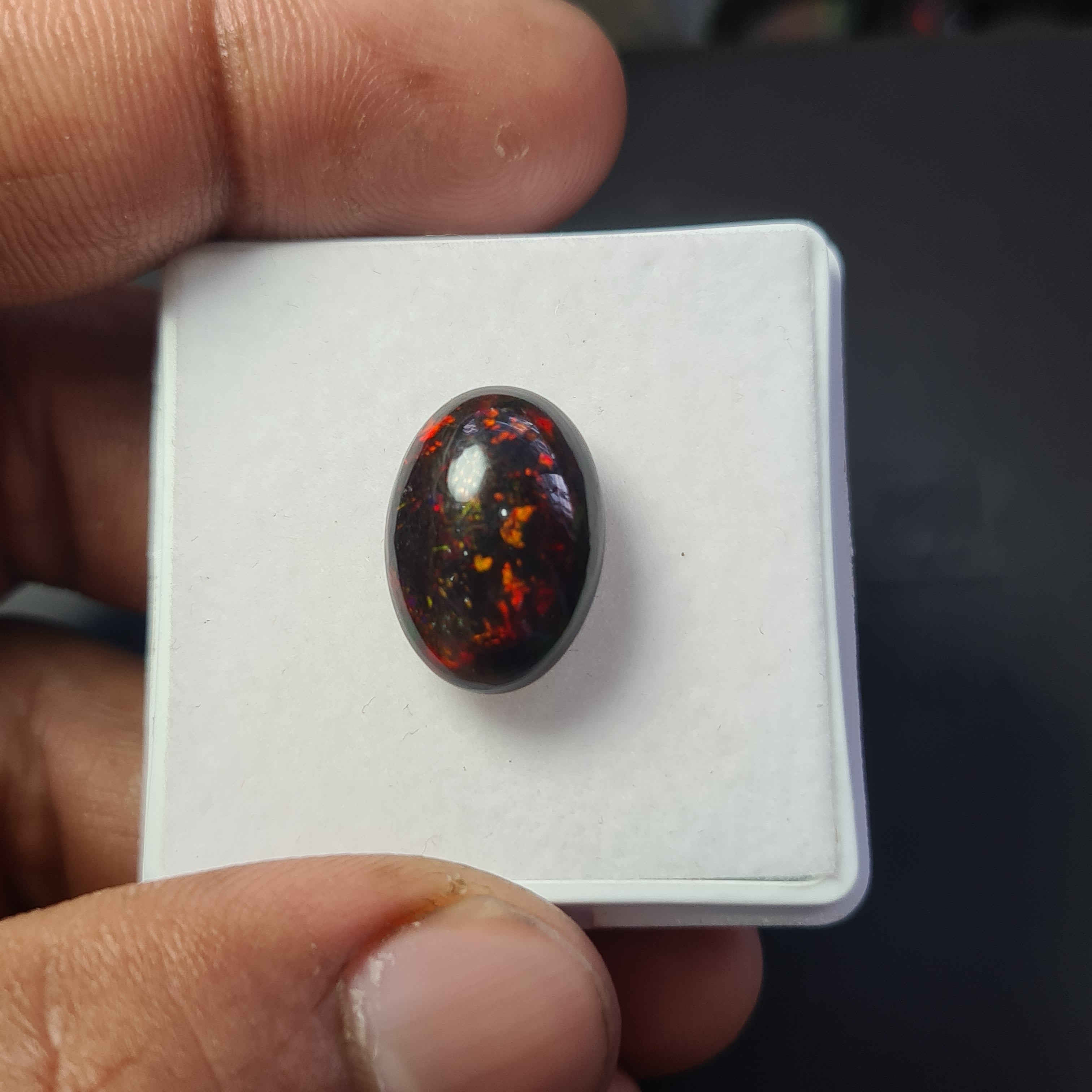 Ethiopian Black Smoked Opal Cabochon | Oval | Size: 17x12mm - The LabradoriteKing