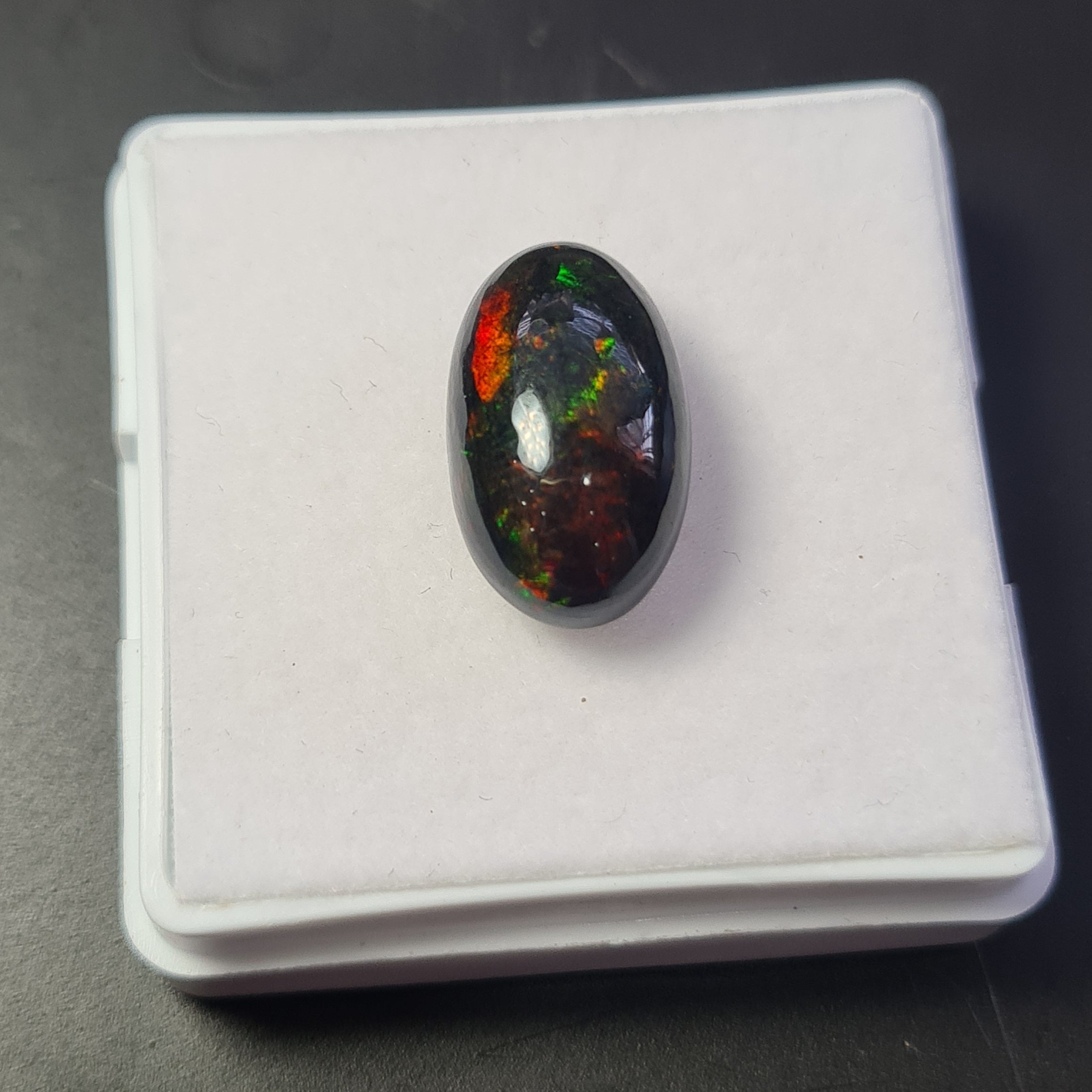 Ethiopian Black Smoked Opal Cabochon | Oval | Size: 18x11mm - The LabradoriteKing